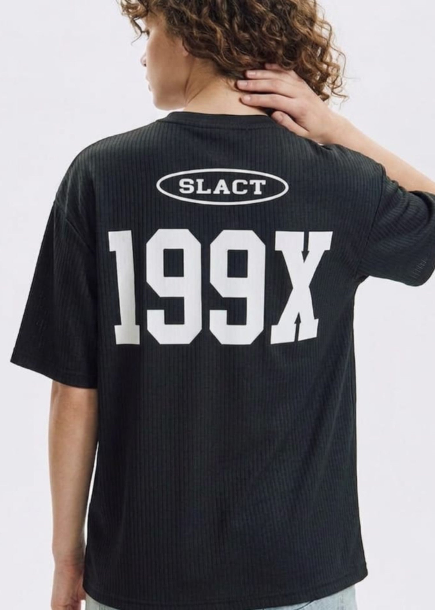 silk cotton net T Shirt in Black