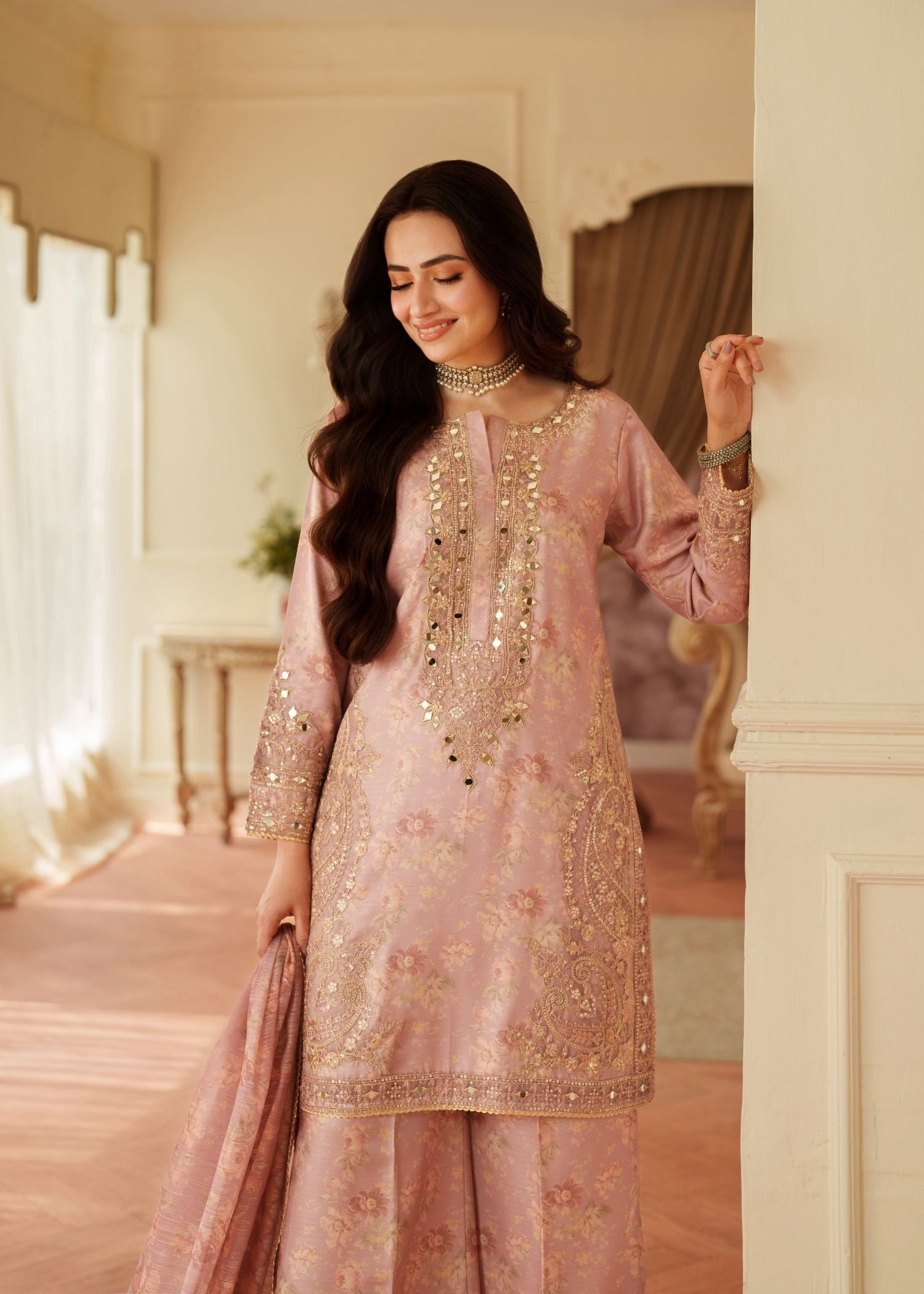 viscose Kurta Set in Baby pink
