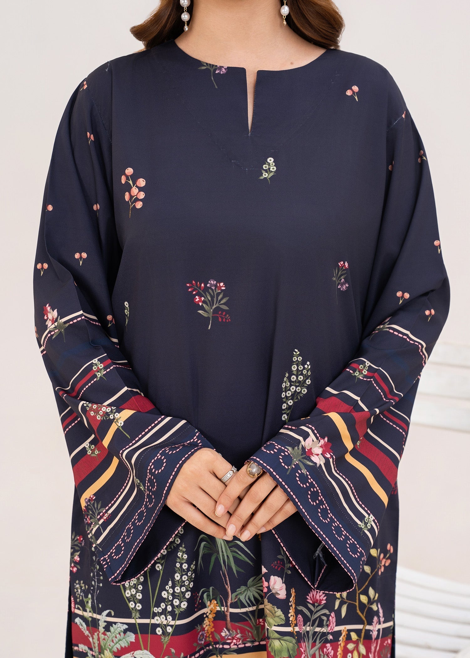 poly lawn Co Ord Sets in Navy blue