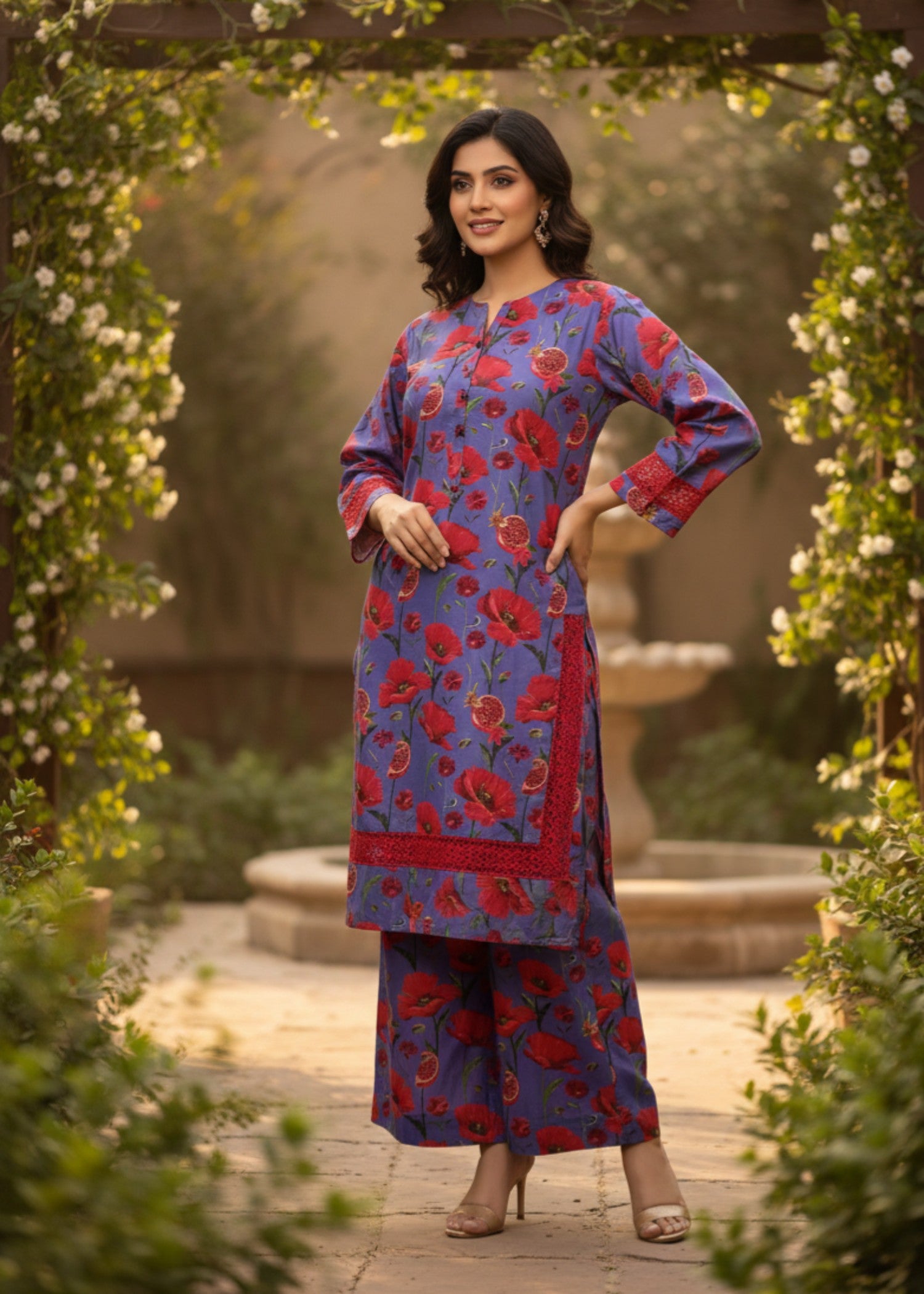 polyester crepe Co Ord Sets in Purple ash