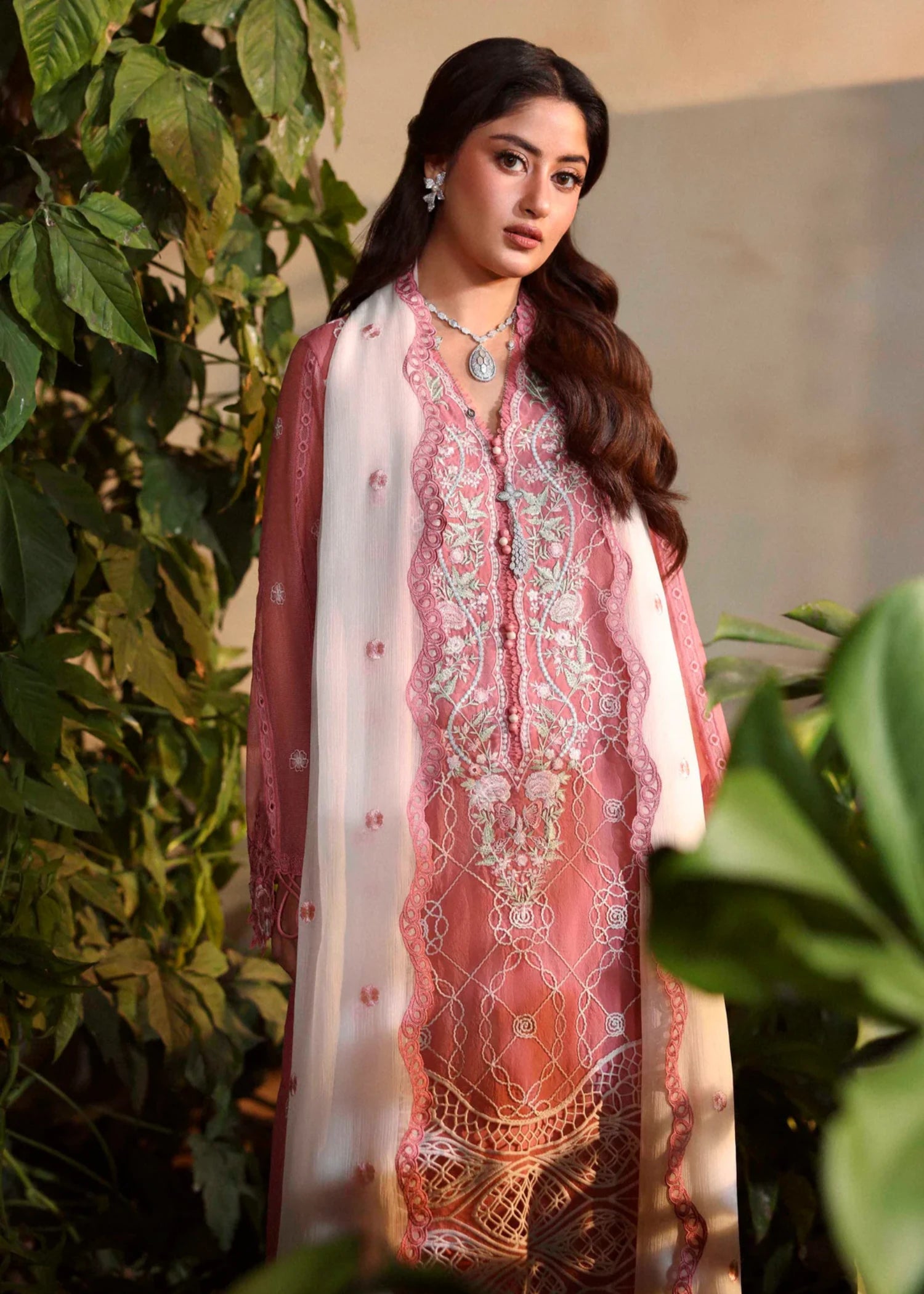 organza Unstitched in Pink