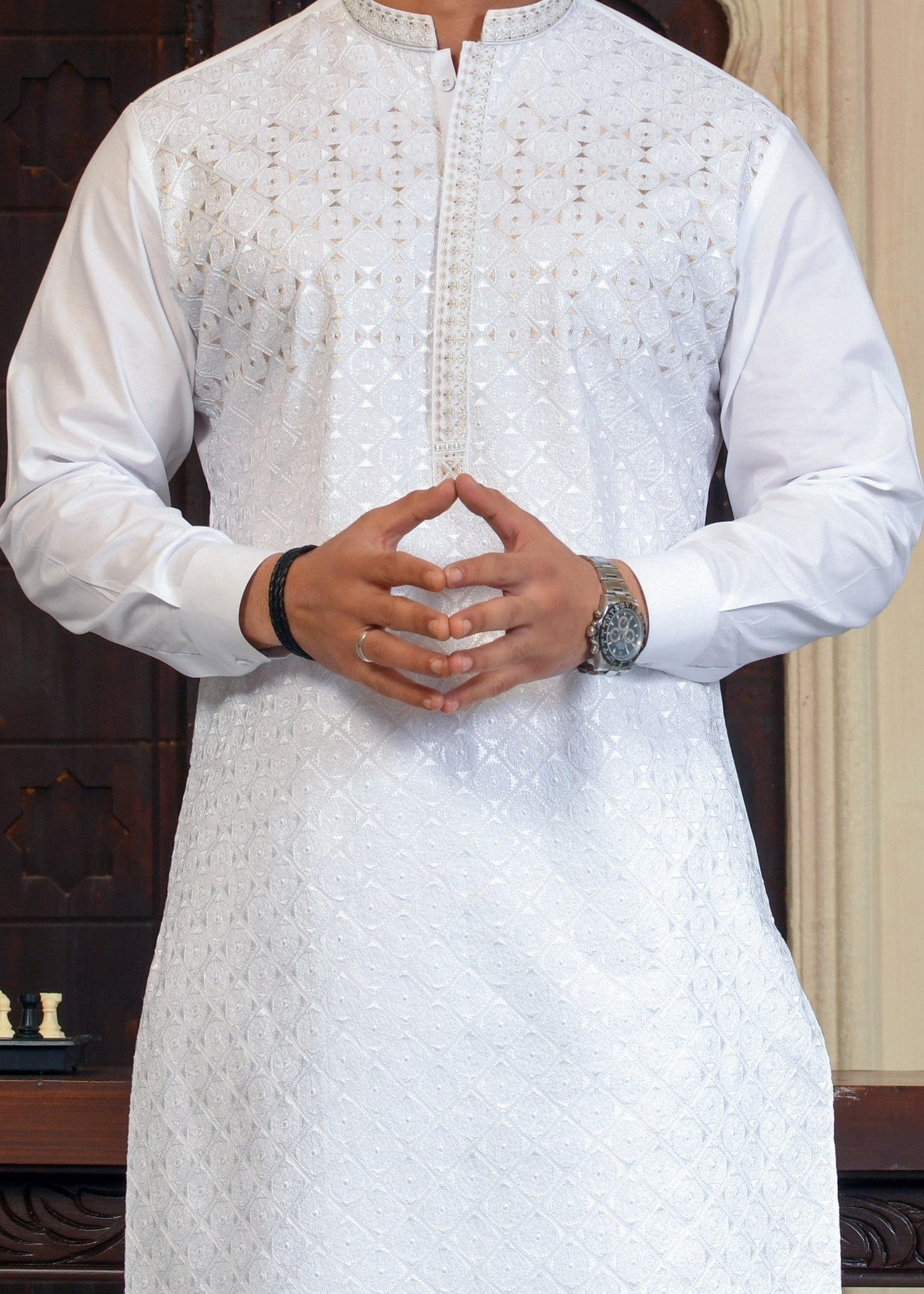 cotton Kurta Set in Snow by Kafoor Clothing