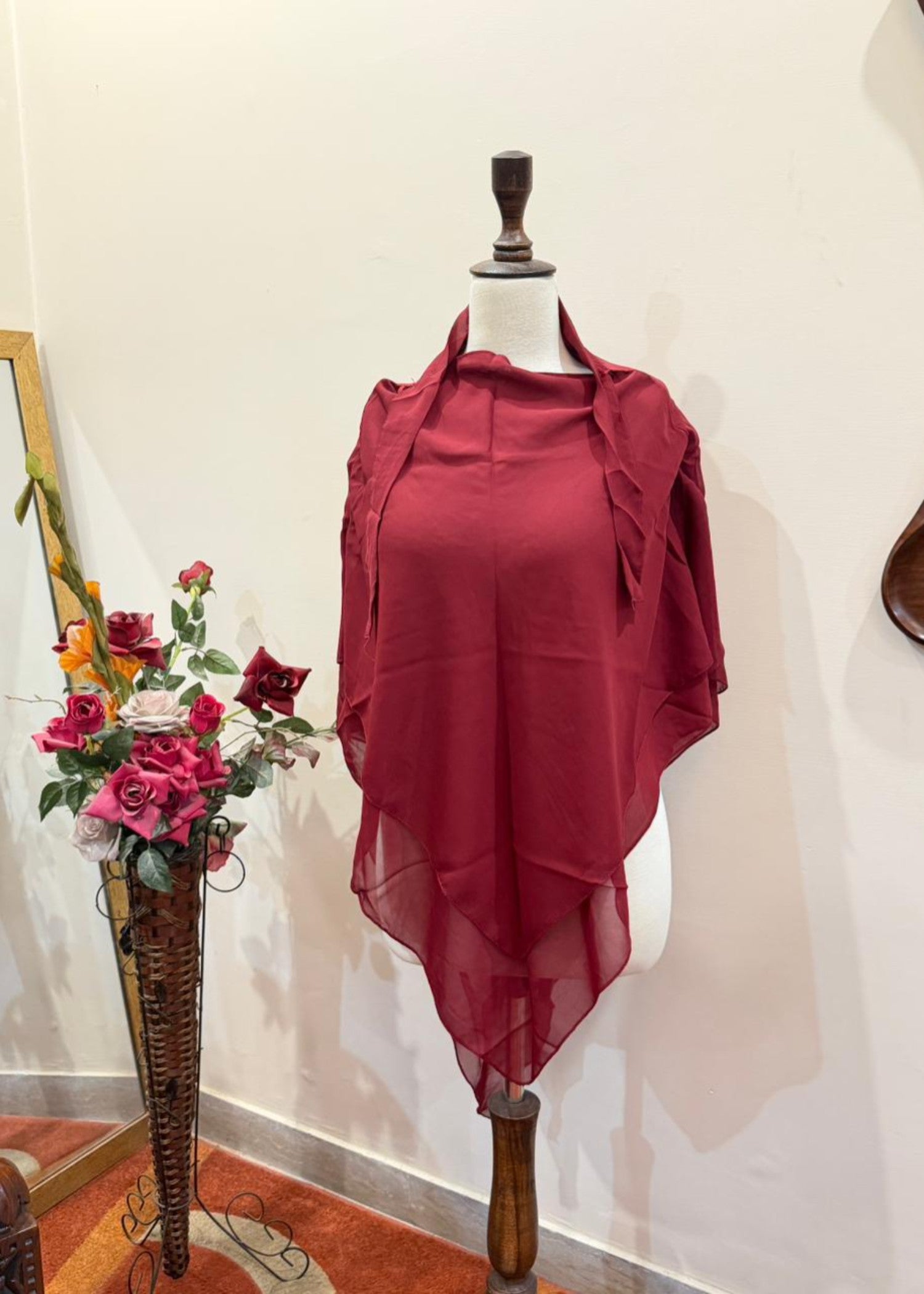georgette chiffon Jilbab in Cardinal red