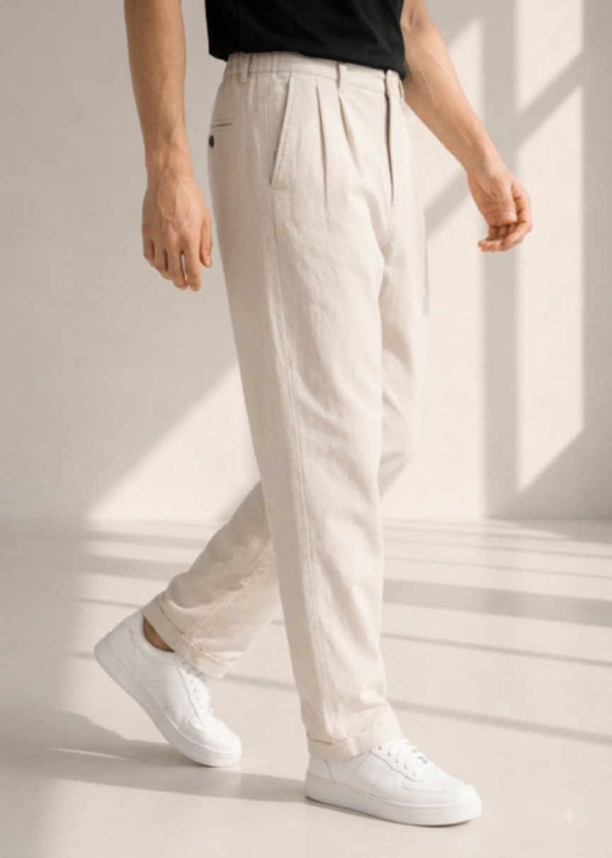 blended linen Pants in White