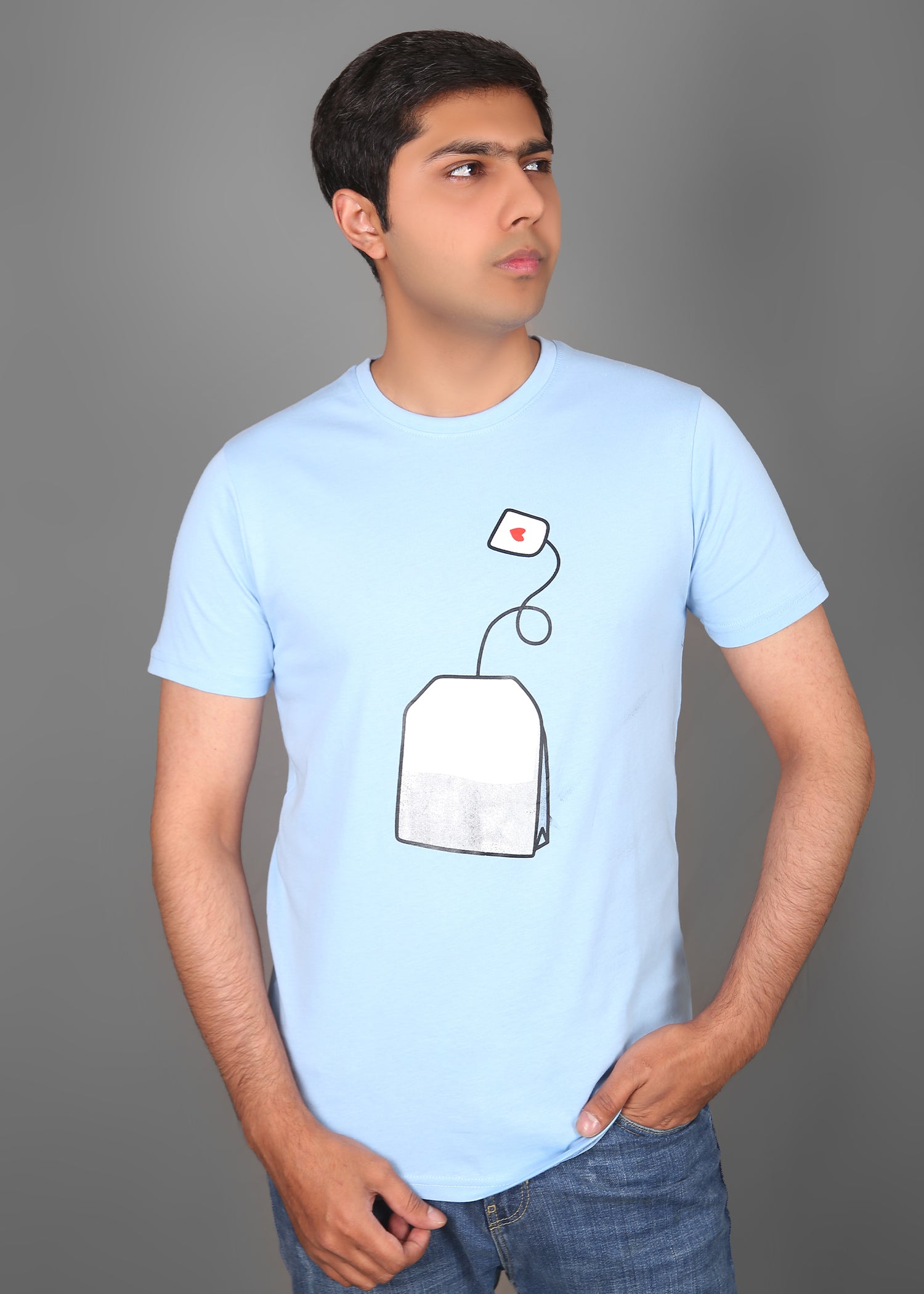 single jersey knit T Shirt in Aquamarine