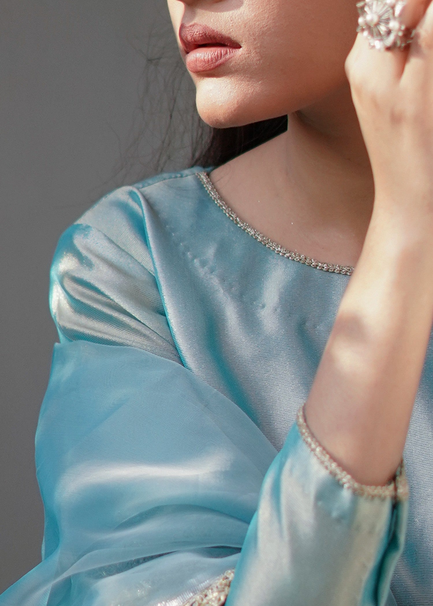 tissue Gharara in Aquamarine
