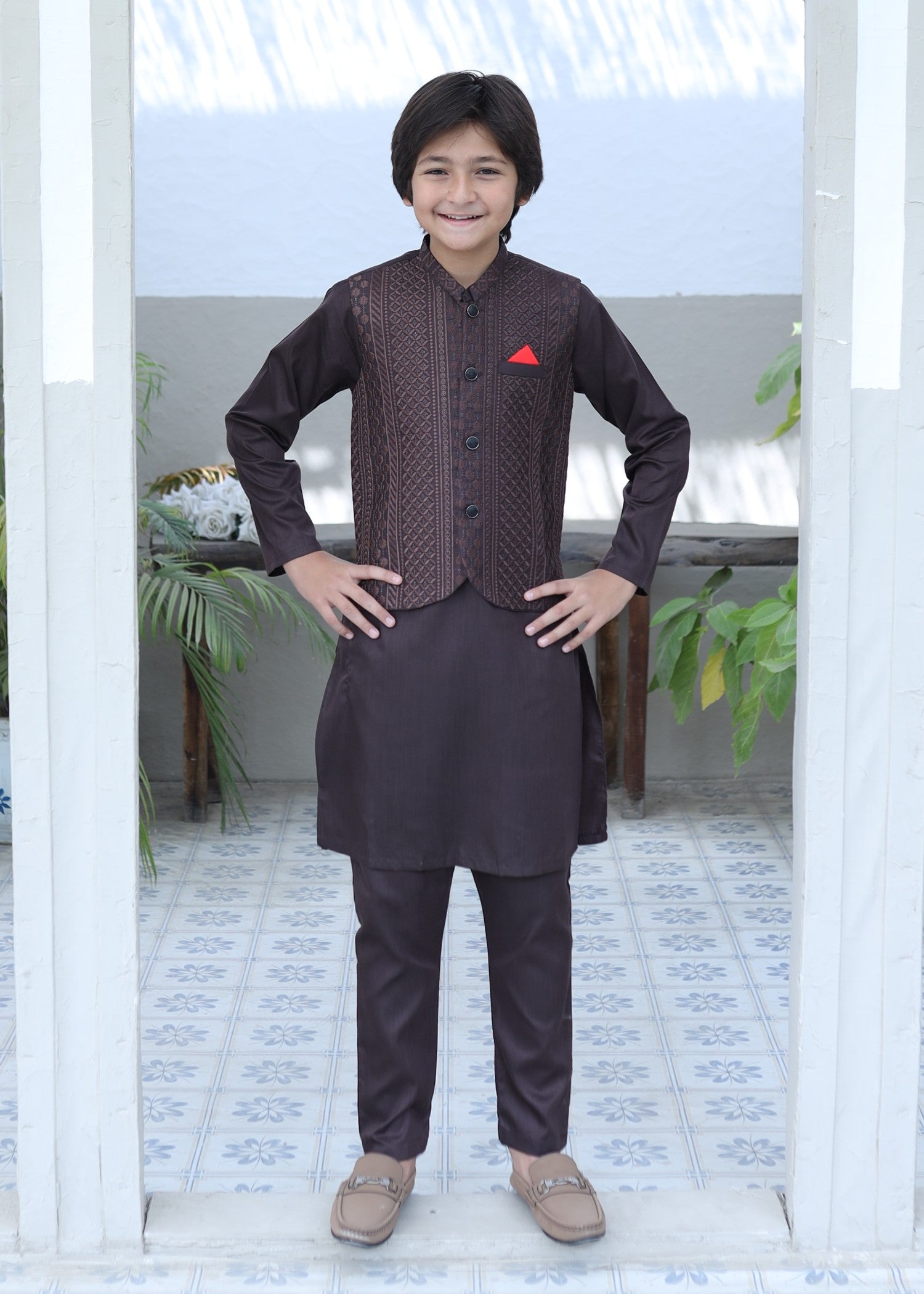 suiting Waistcoat in Dark brown