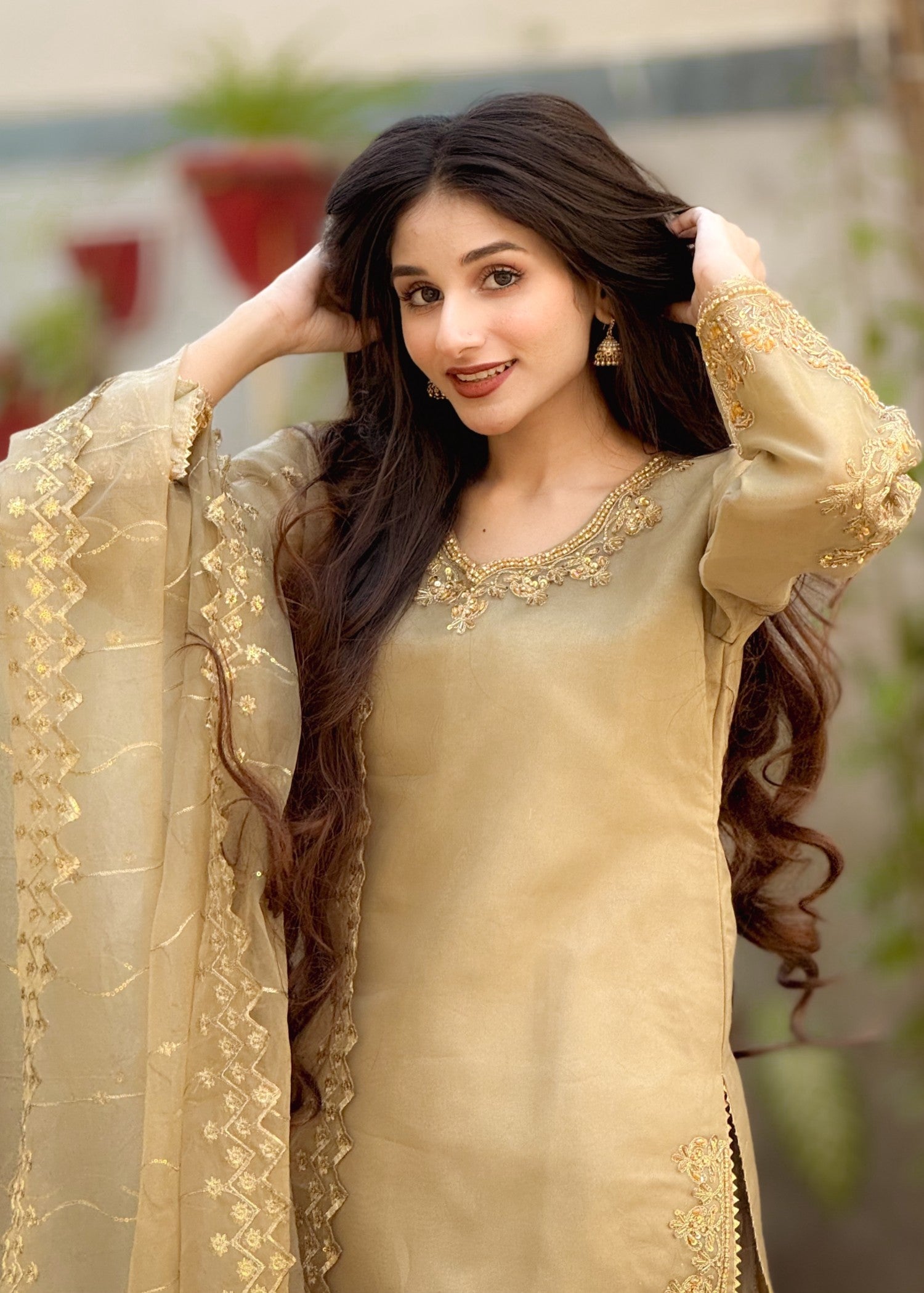 masuri Sharara in Golden brown