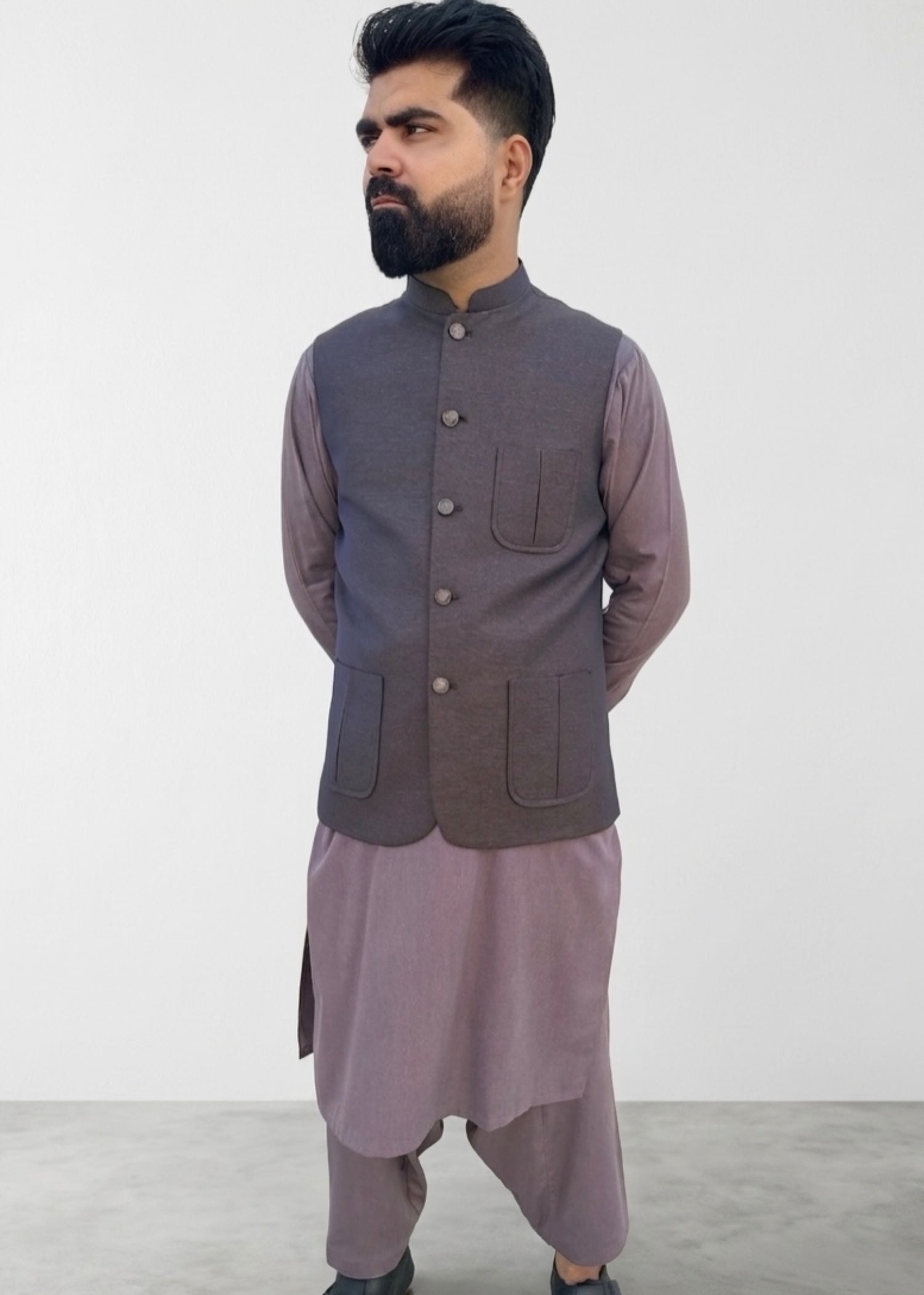 tropical Waistcoat in Dark grey by Bin Inam Legacy
