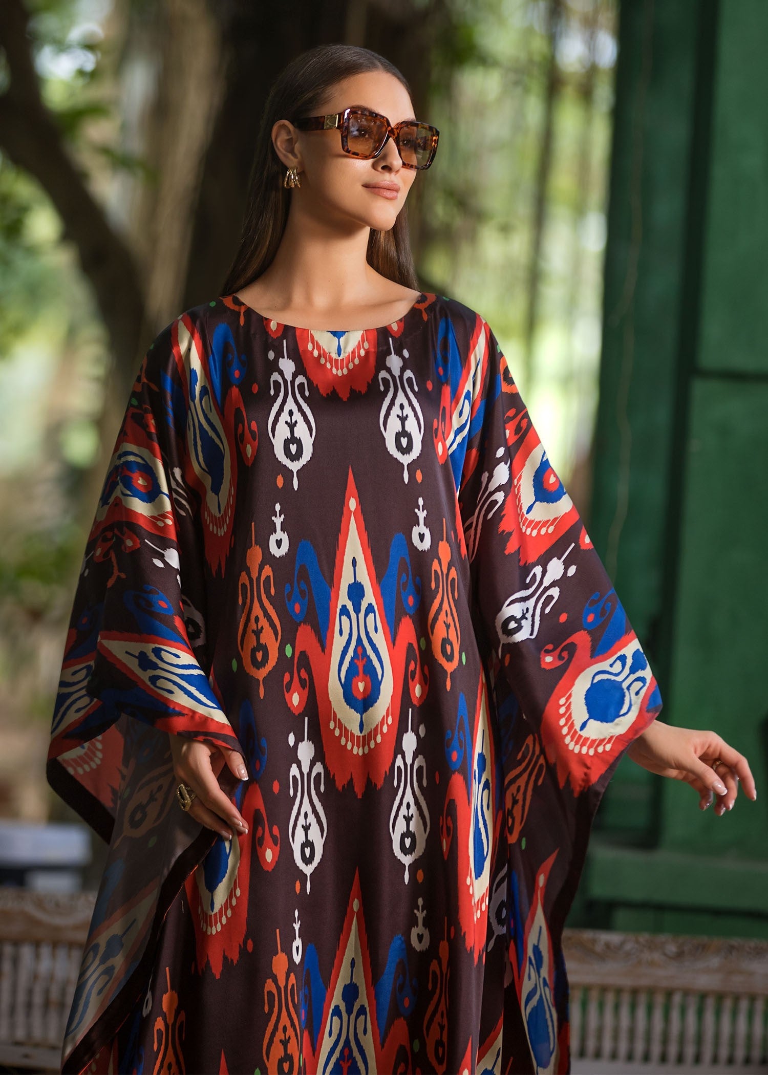 silk Kaftan in Brown