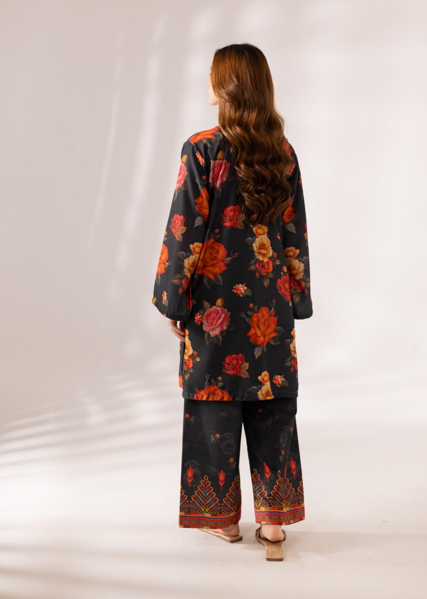 slub khaddar Kurta Set in Charcoal black