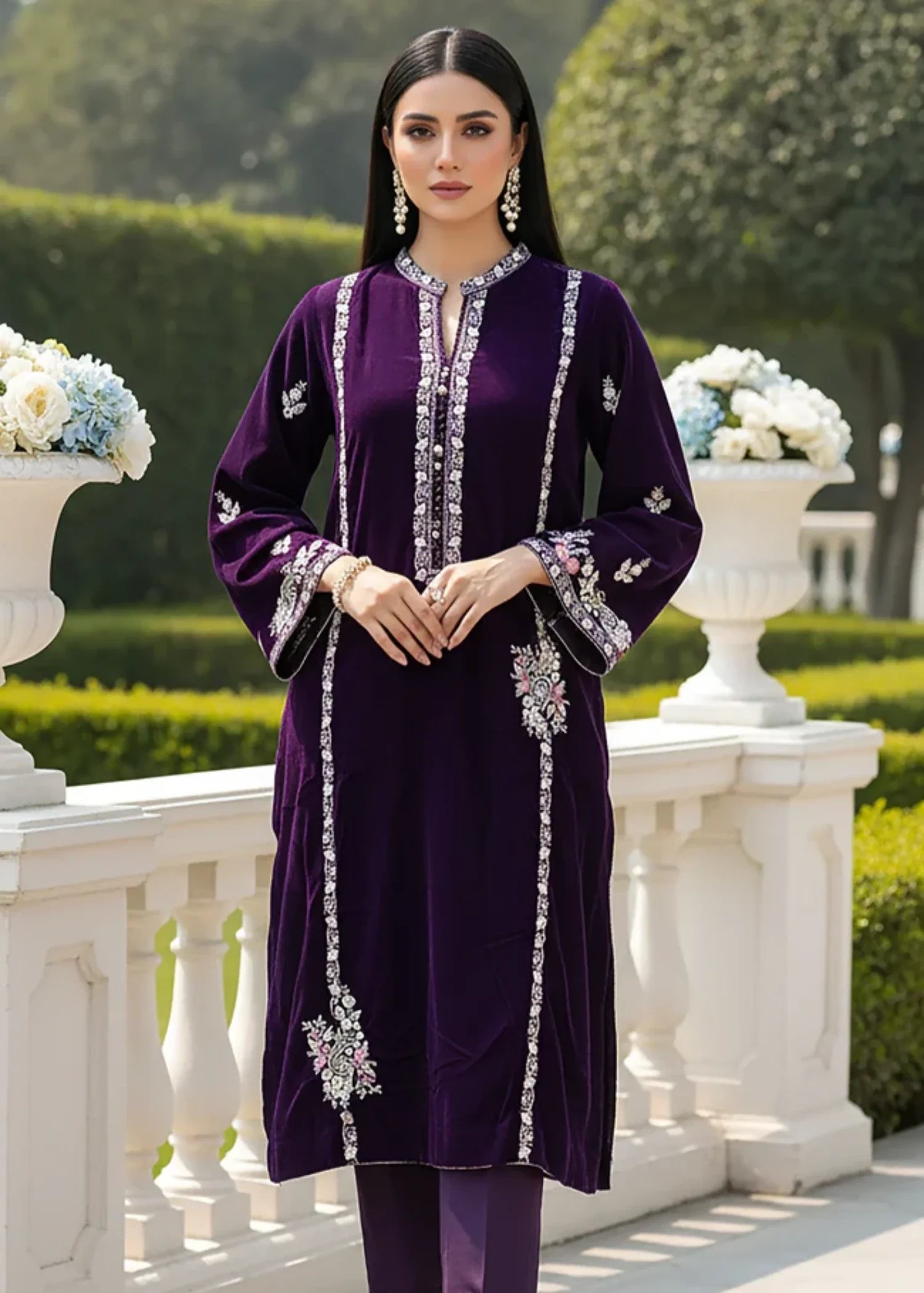 velvet Kurti in Purple