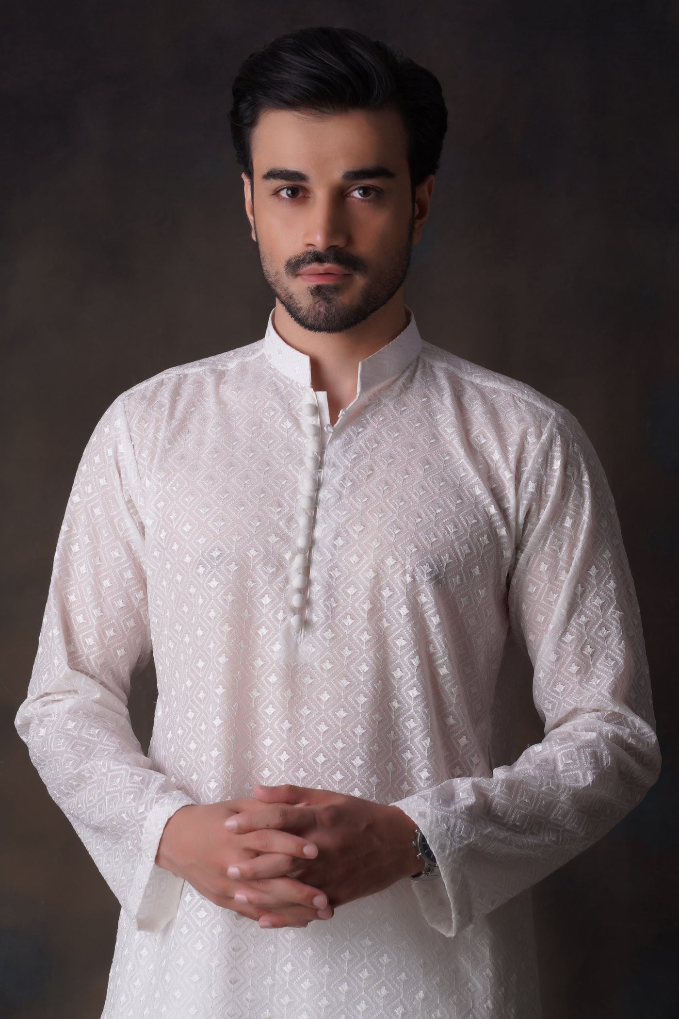chikankari cotton Kurta Set in Off-white