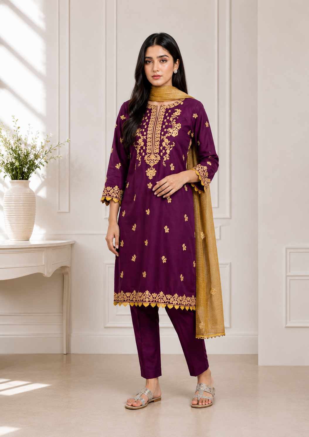 lawn cotton Unstitched in Purple