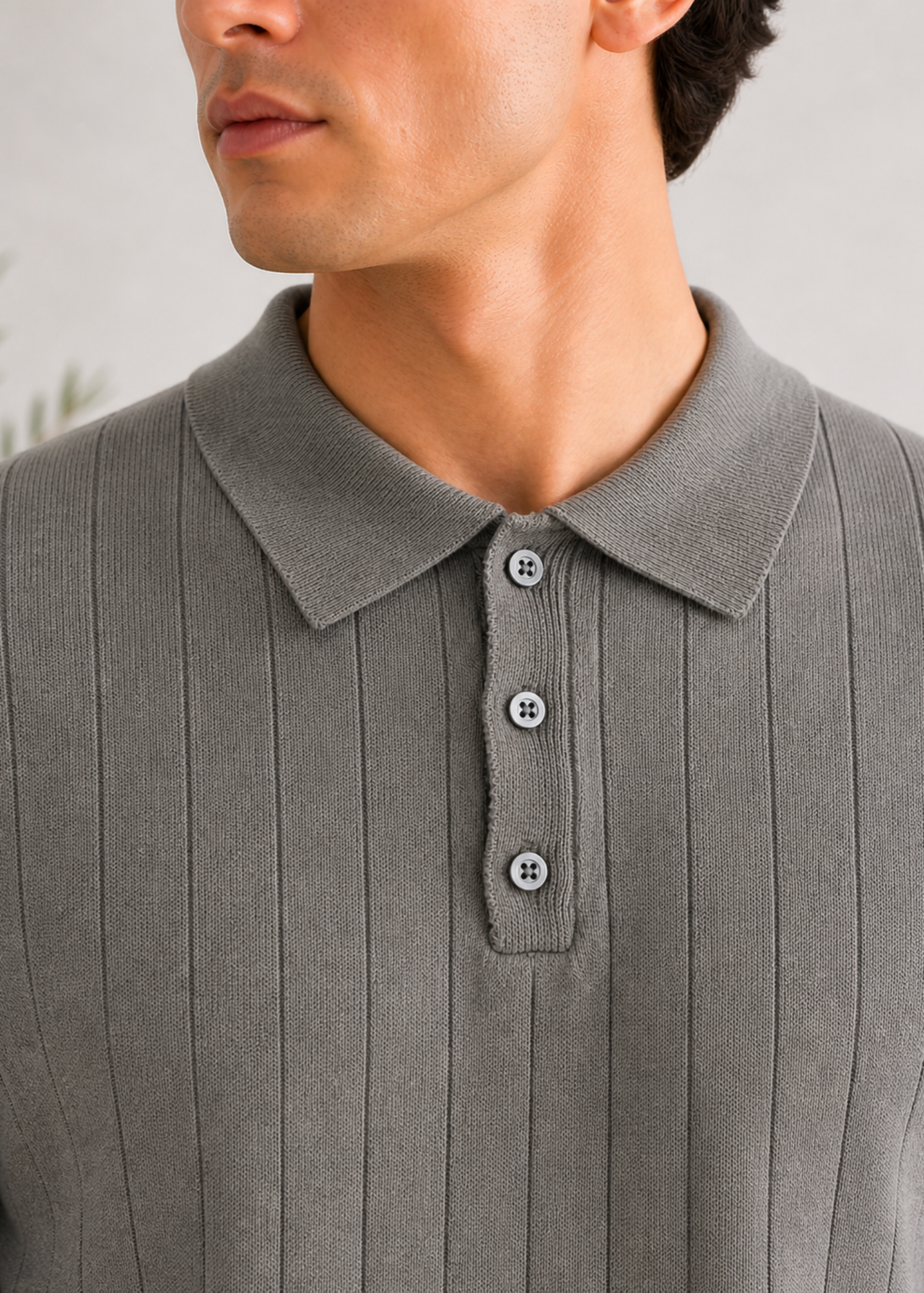 cotton Polo Shirt in Ash grey