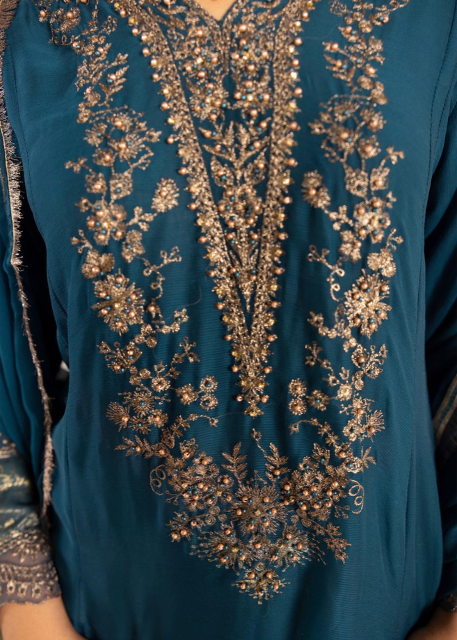chiffon Short Frock in Teal