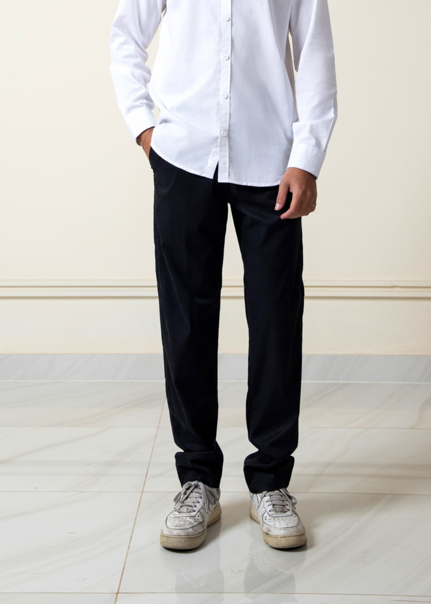 cotton silk Pants in Black