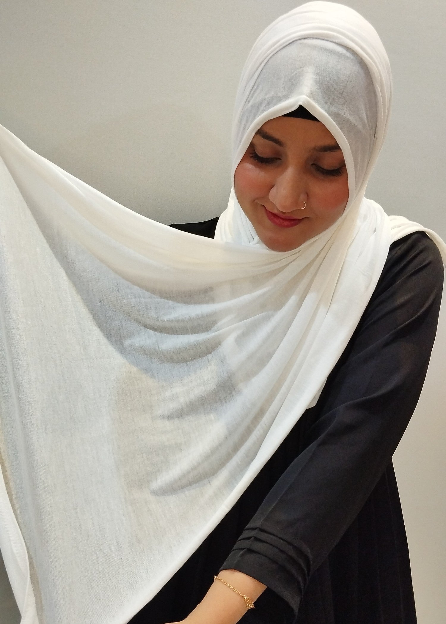 single jersey knit Hijab in White