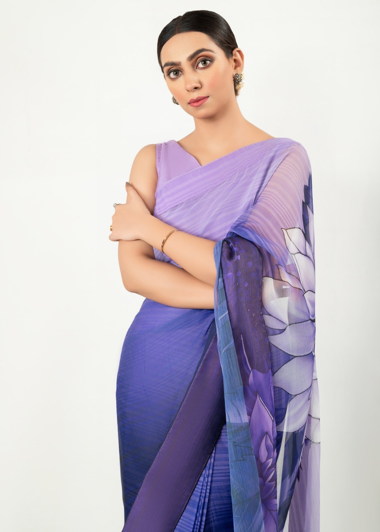 raw silk Saree in Purple rain