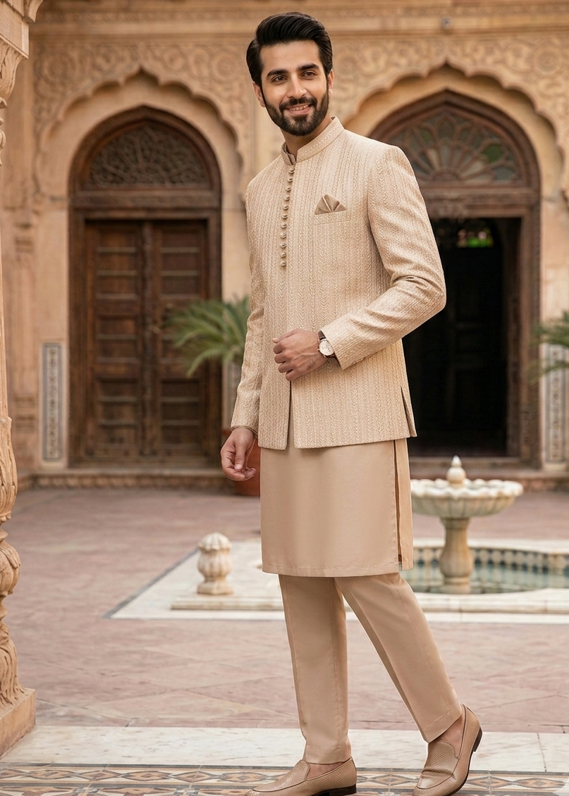 silk Prince Coat in Peach pink