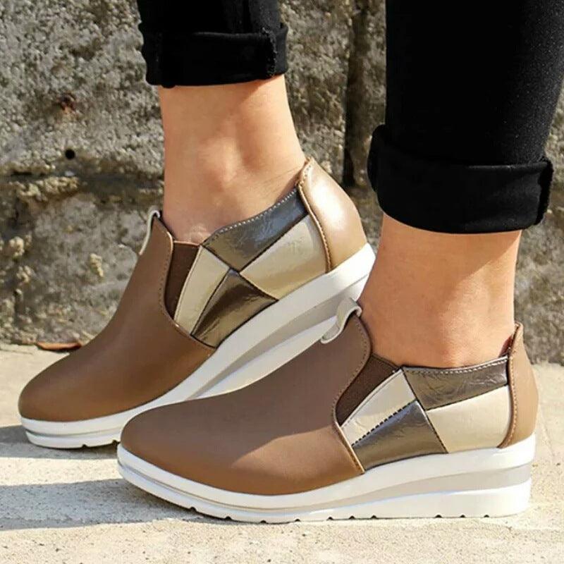 Plus Size 2020 Spring And Summer New Single Shoes Women'S Wedge Heel Color Matching Platform Loafers Sports Women'S Shoes