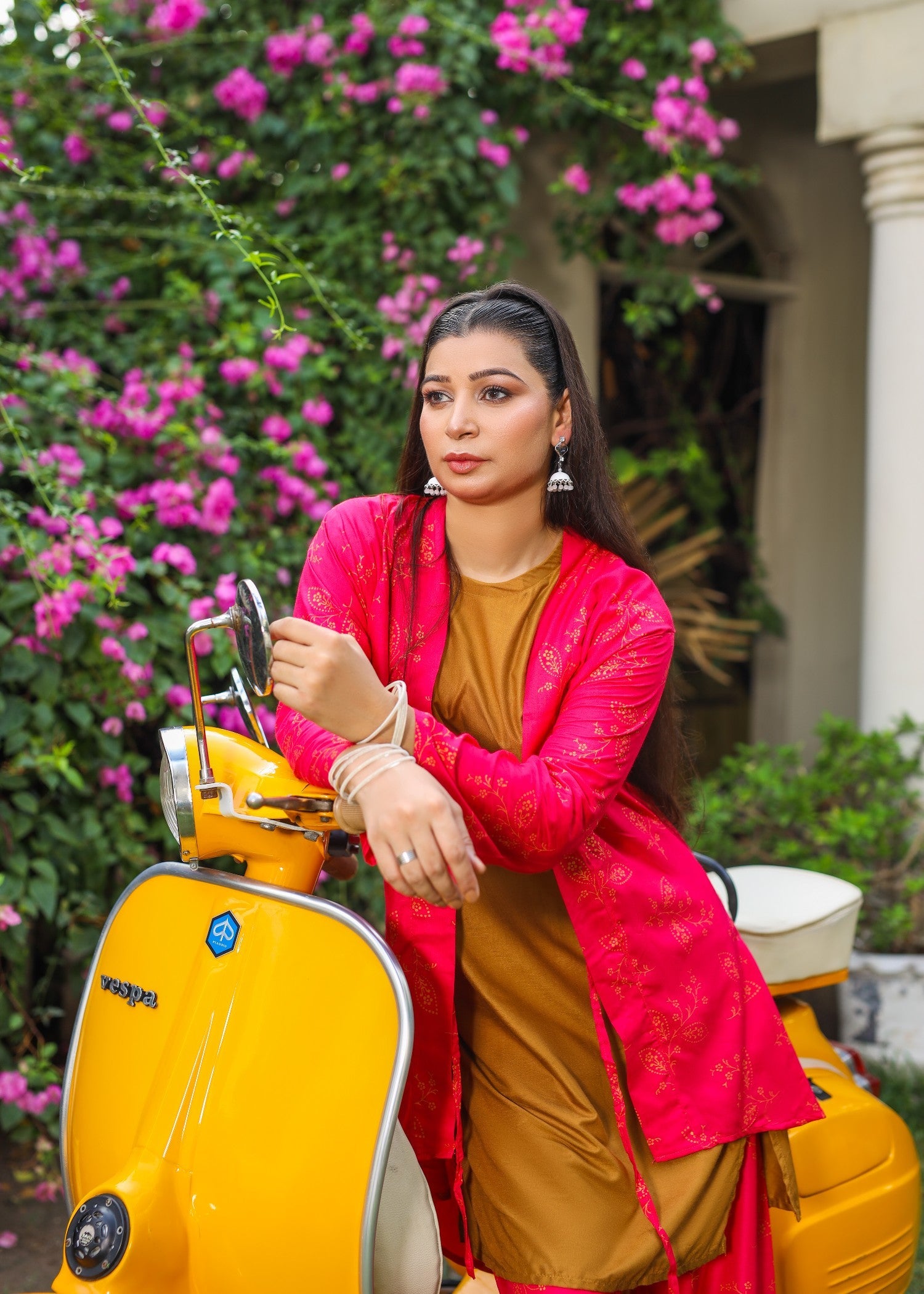 linen Gown in Deep pink