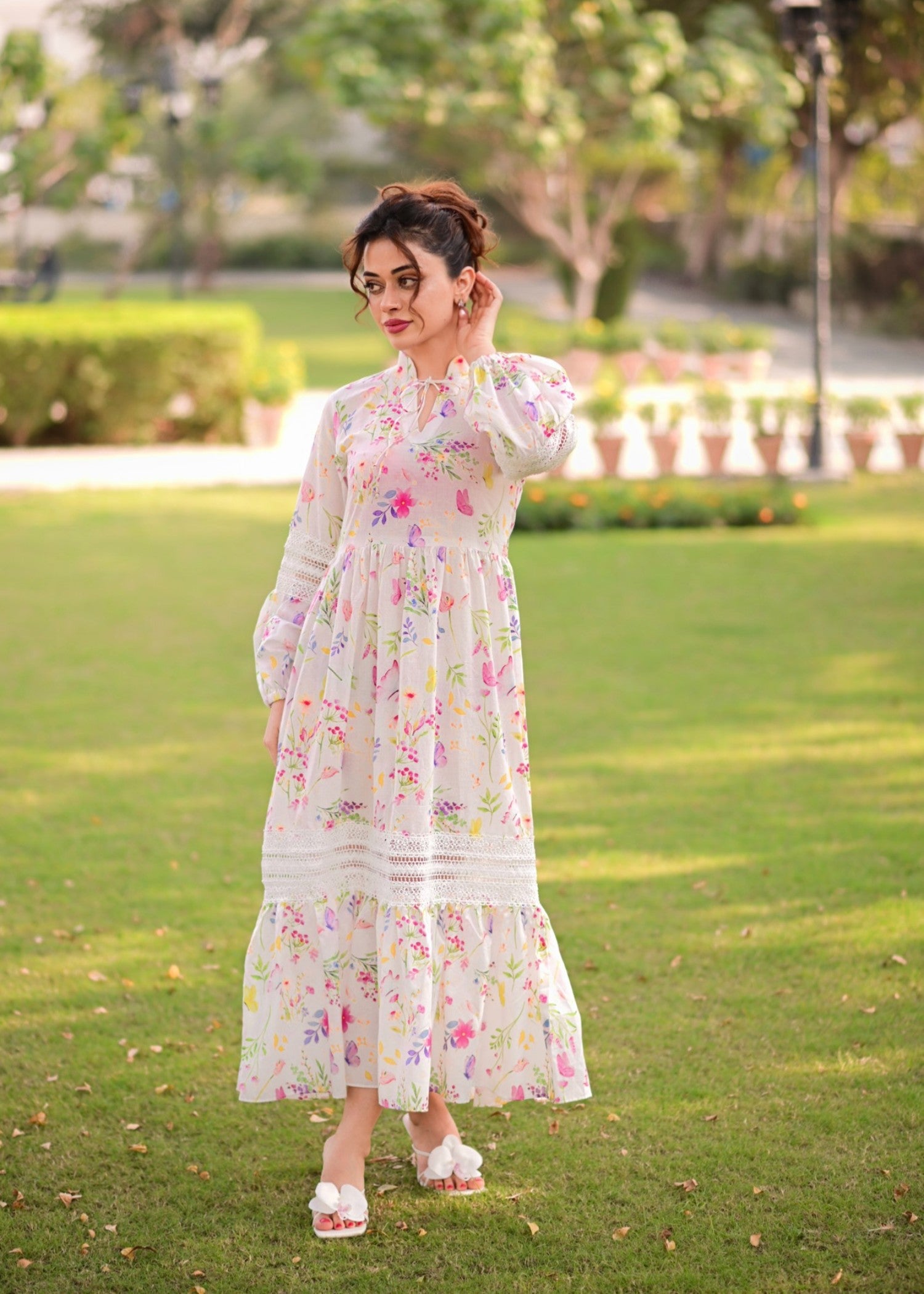 lawn cotton Maxi in White