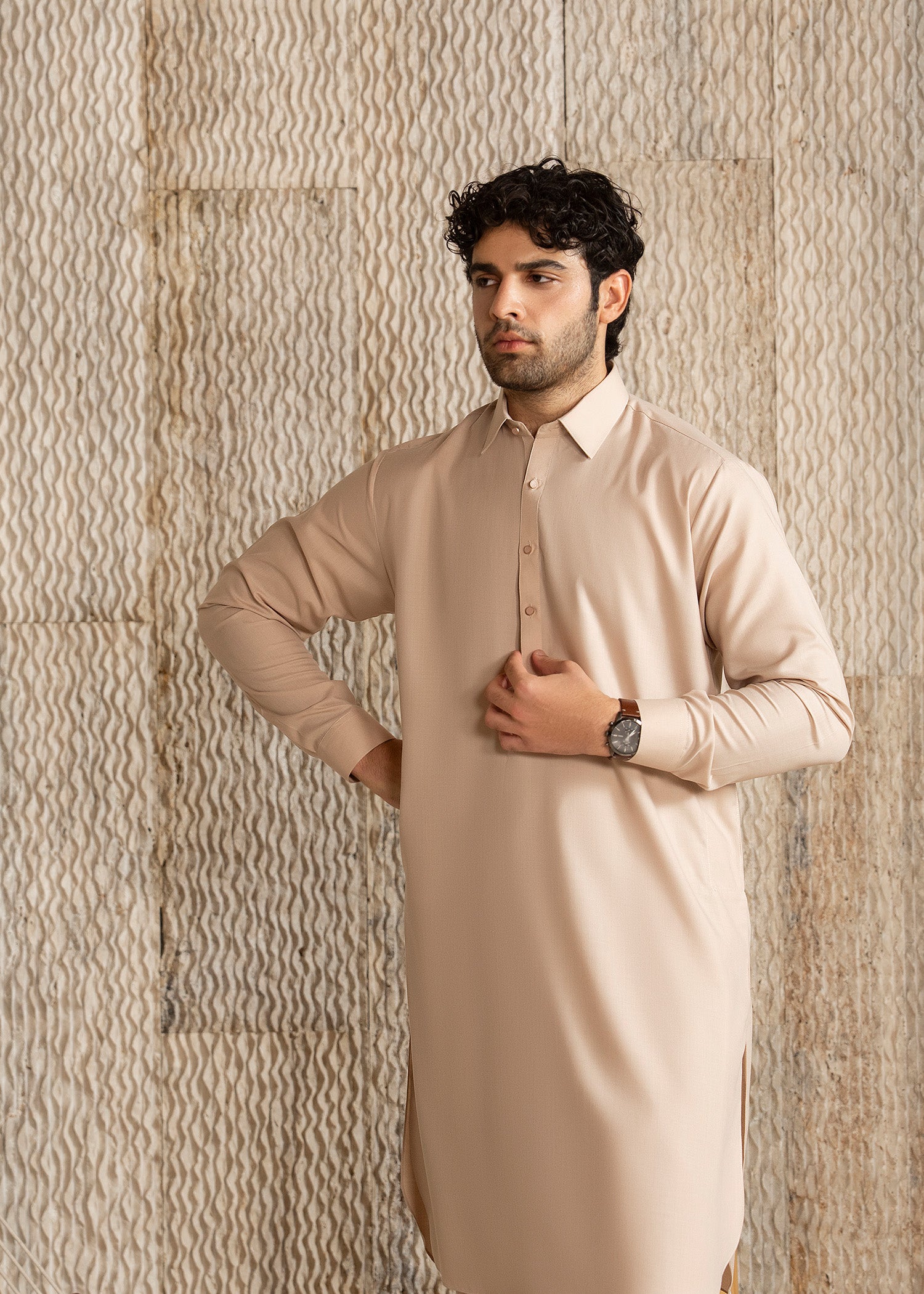 wash & wear Shalwar Kameez in Almond brown