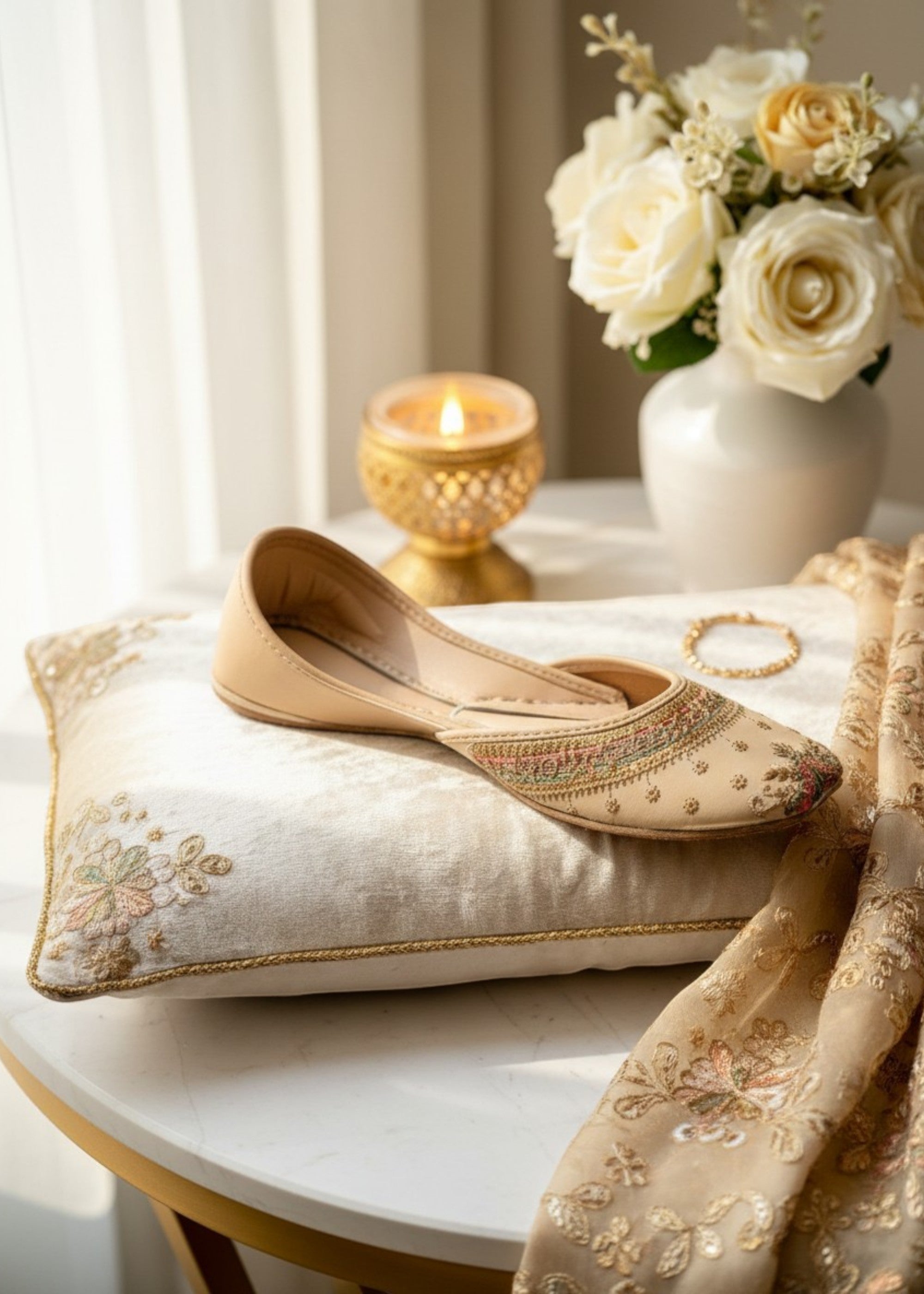 Khussa in Champagne by - High Quality Women Khussa FDV4850