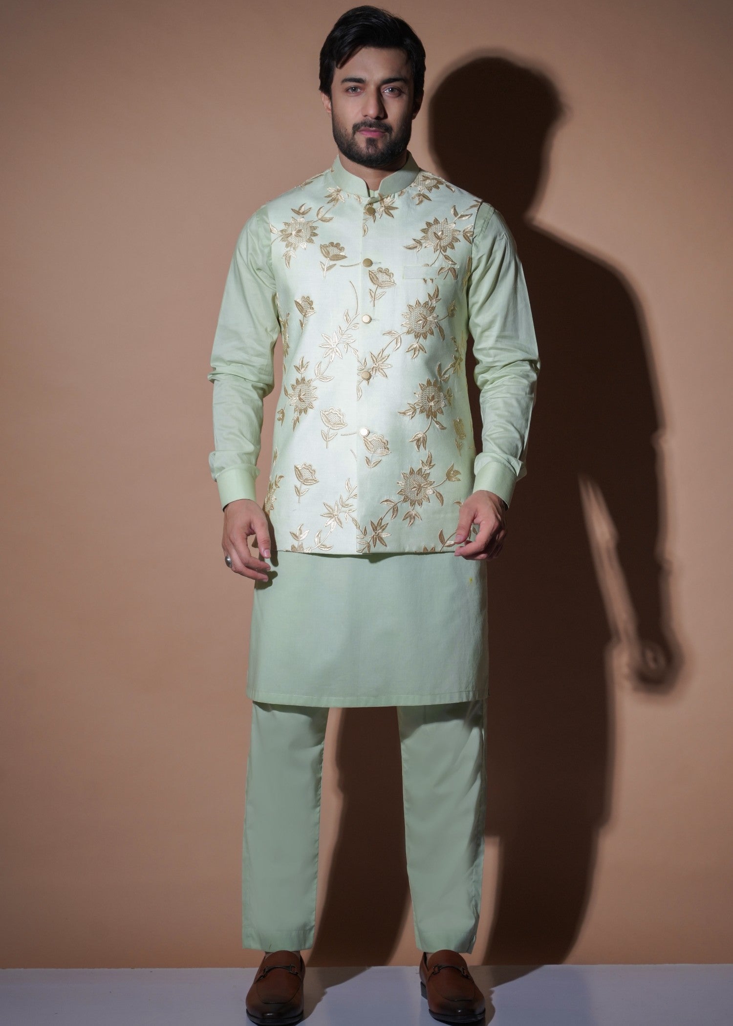 tropical Waistcoat in Mint green