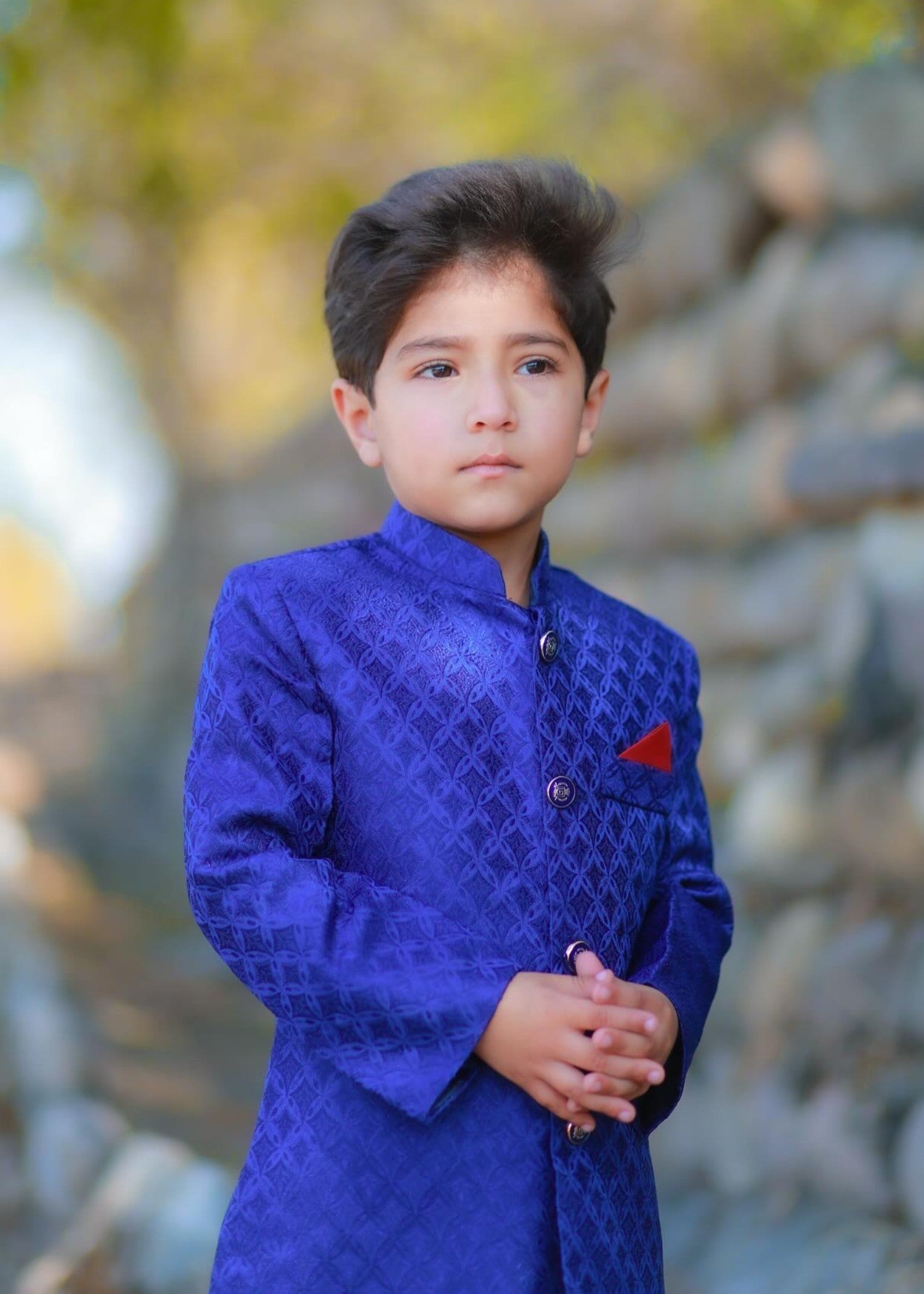 jamawar Sherwani in Blue