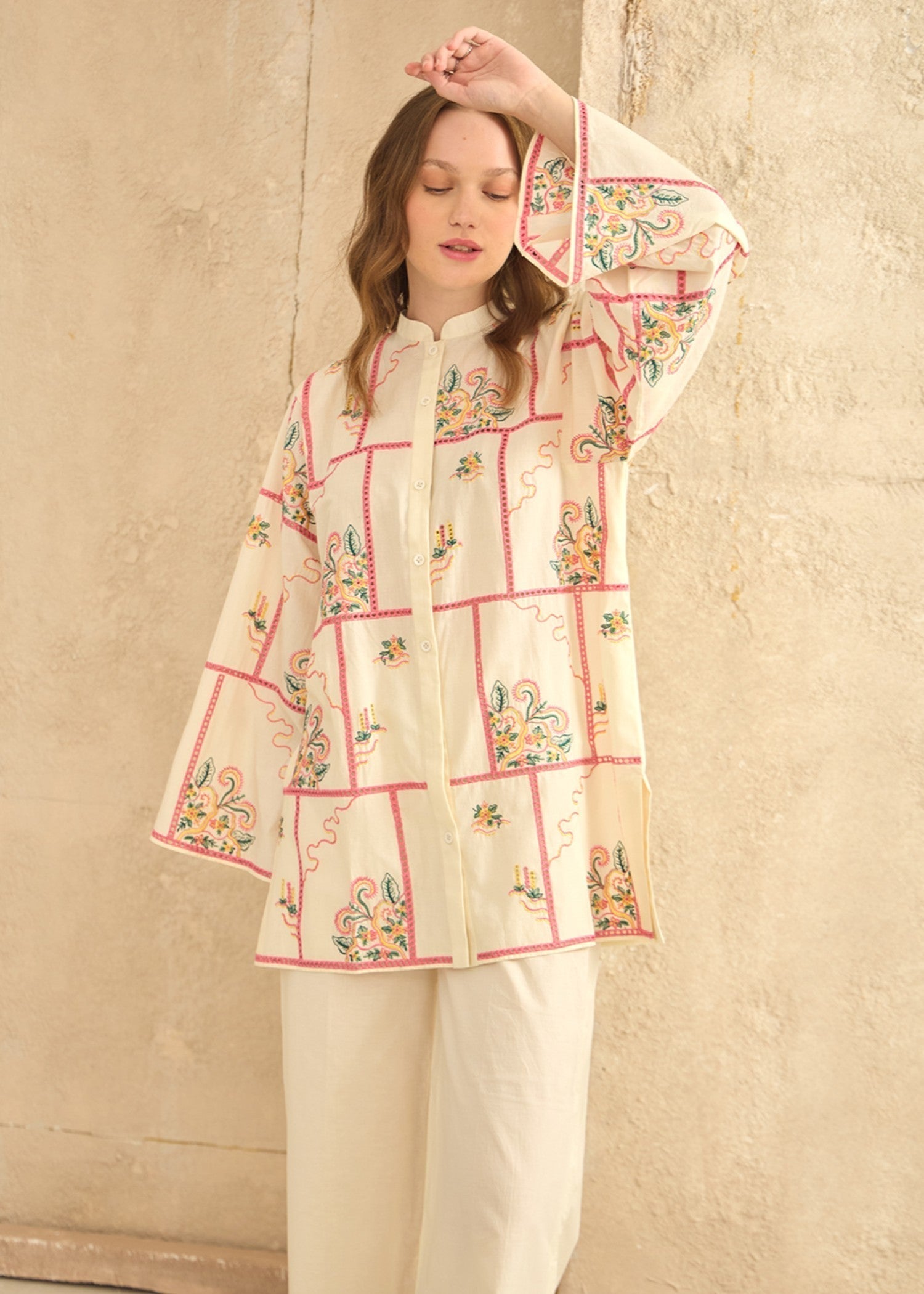 cambric cotton Co Ord Sets in Cream