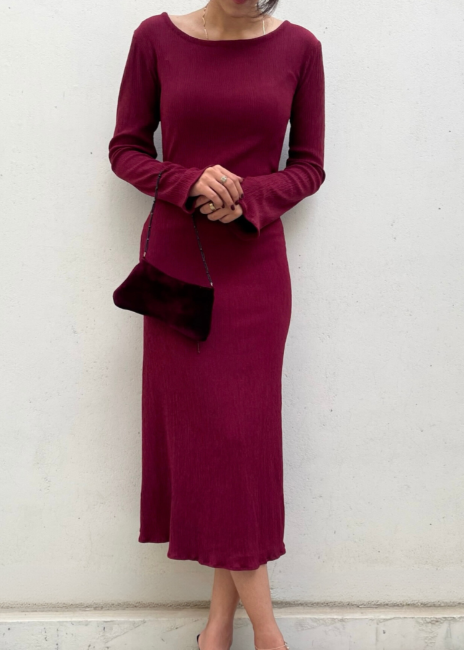 crepe georgette Dress in Burgundy