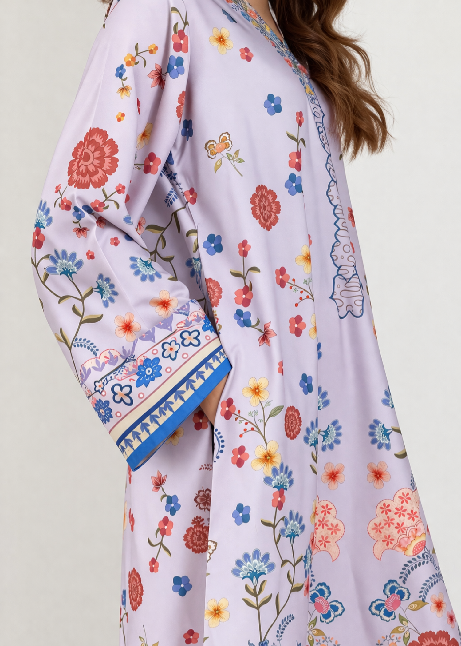 crepe Kaftan in Lilac