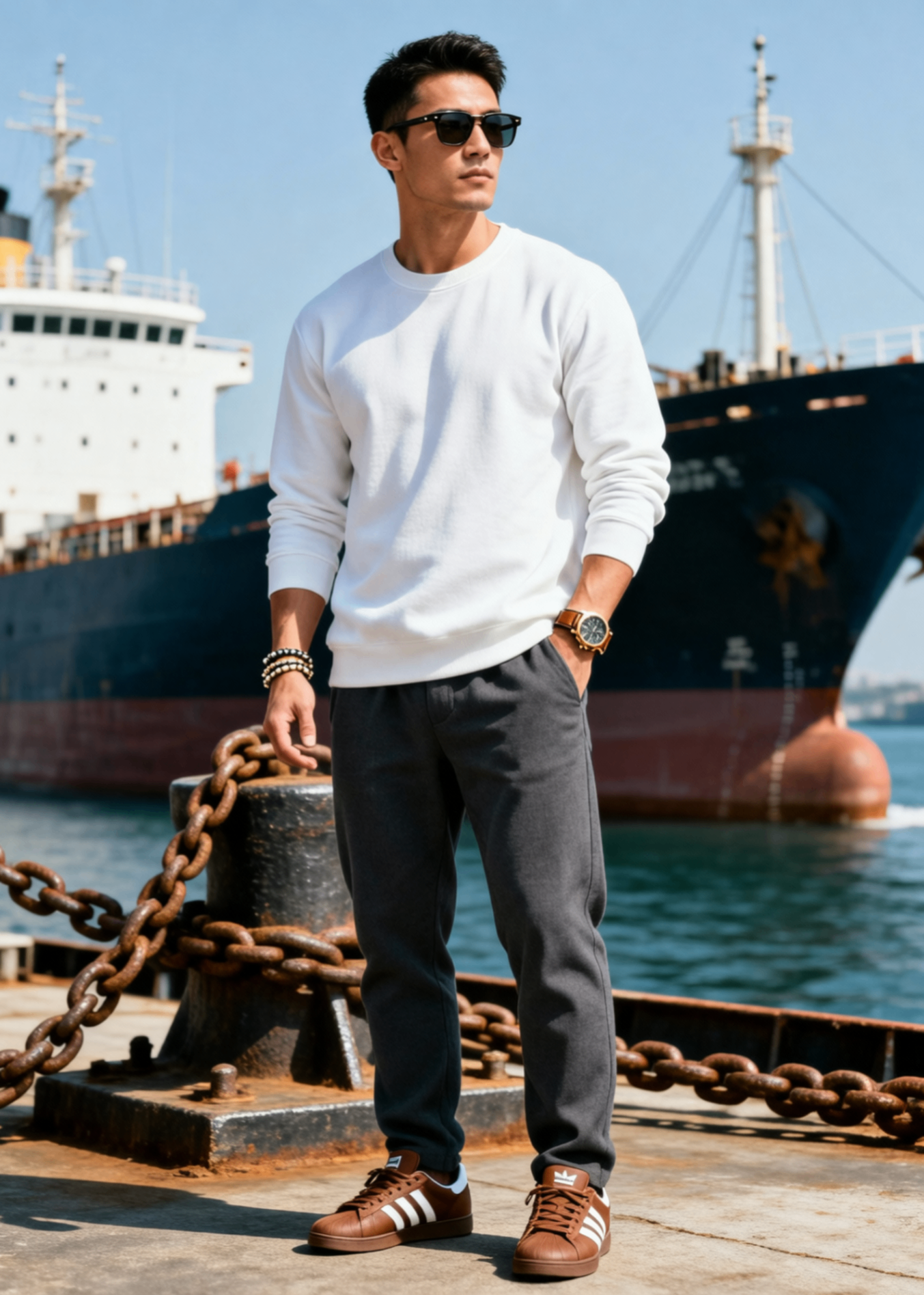 terry Sweatshirt in White by MAYSAK