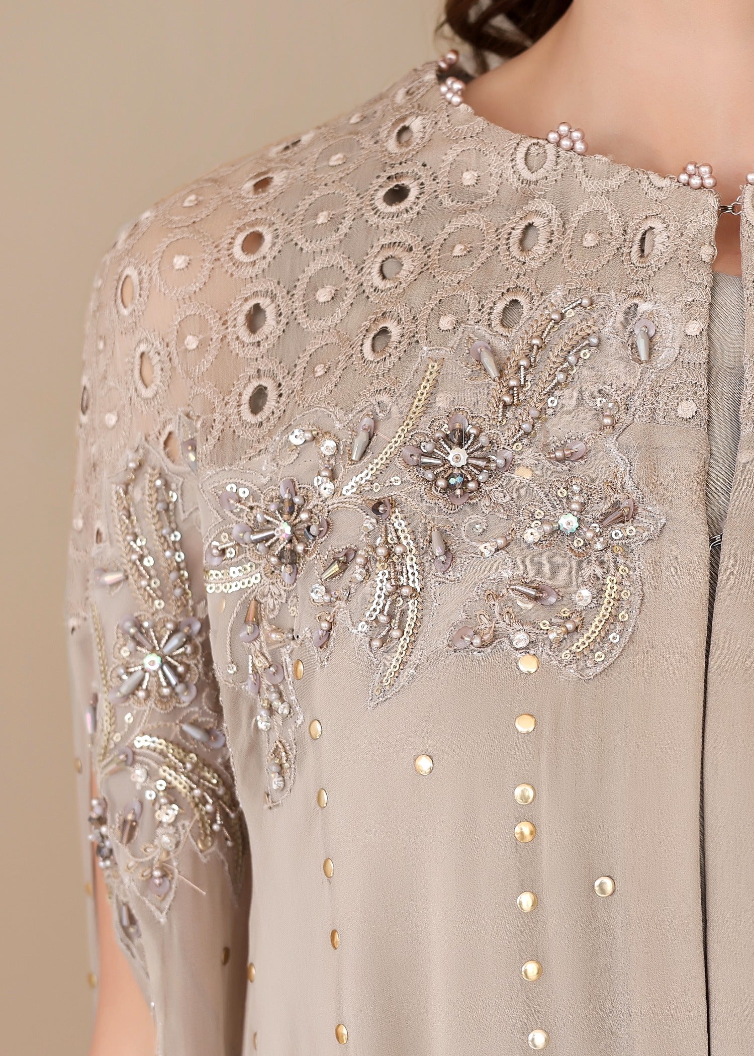 chiffon Gown in Beige