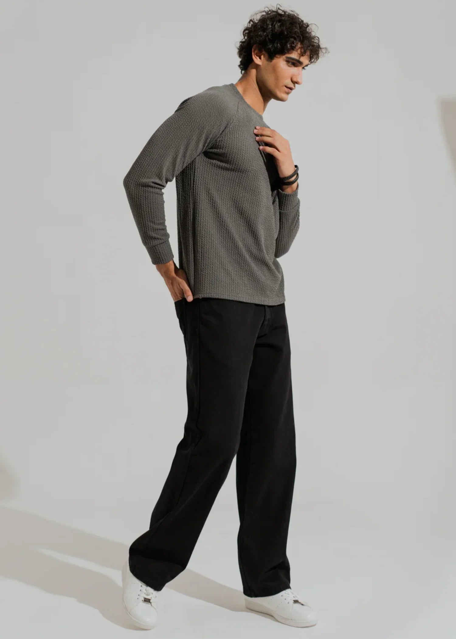 polyester Sweatshirt in Charcoal