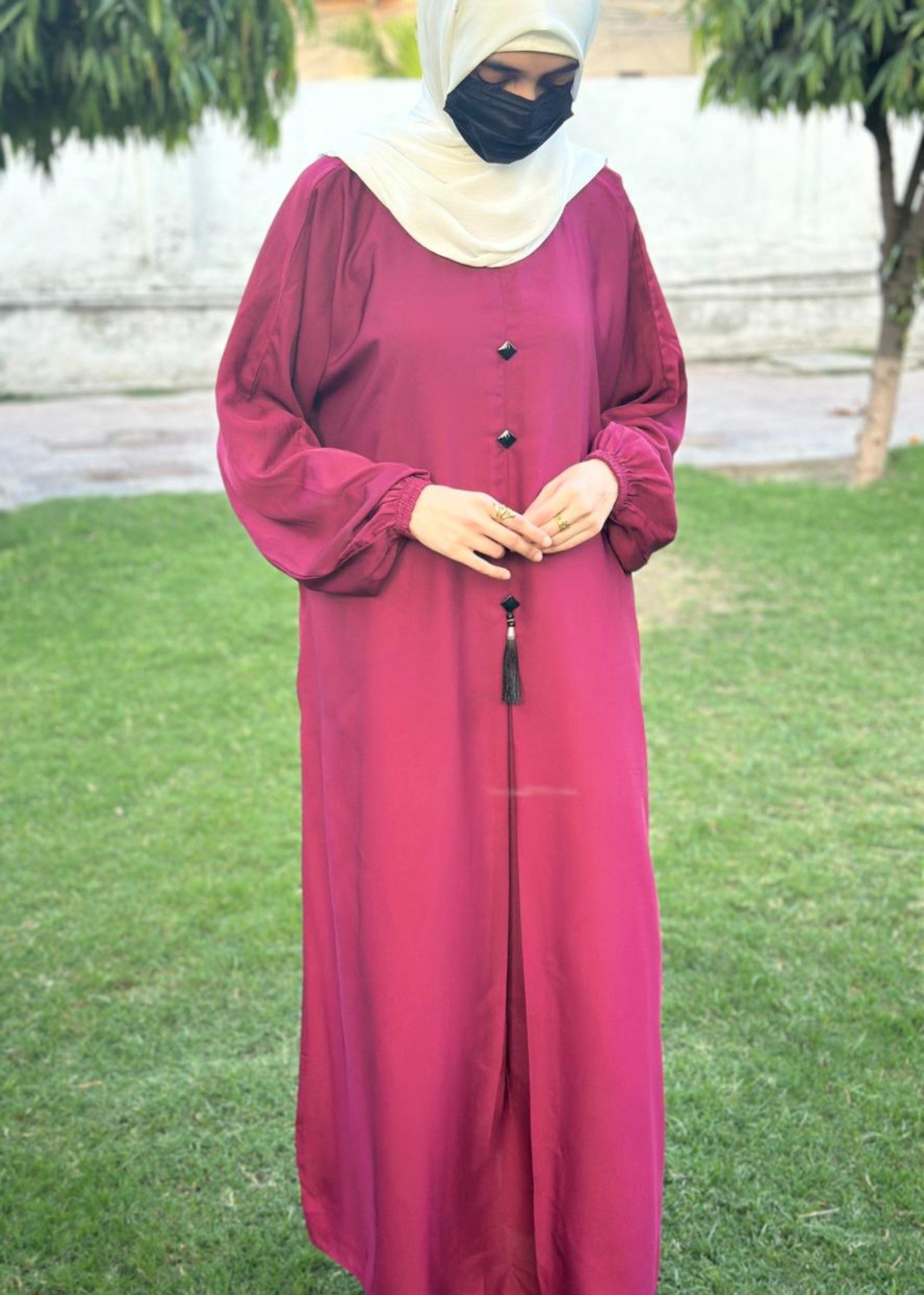 thai silk Abaya in Maroon
