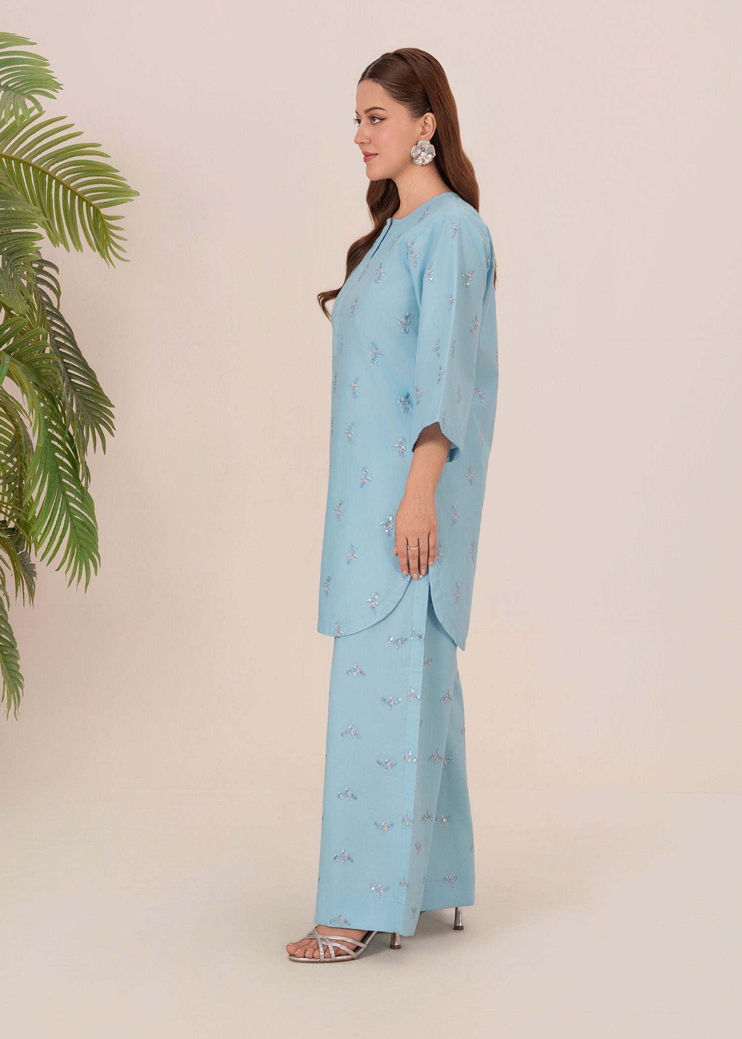 lawn Kurti in Powder blue