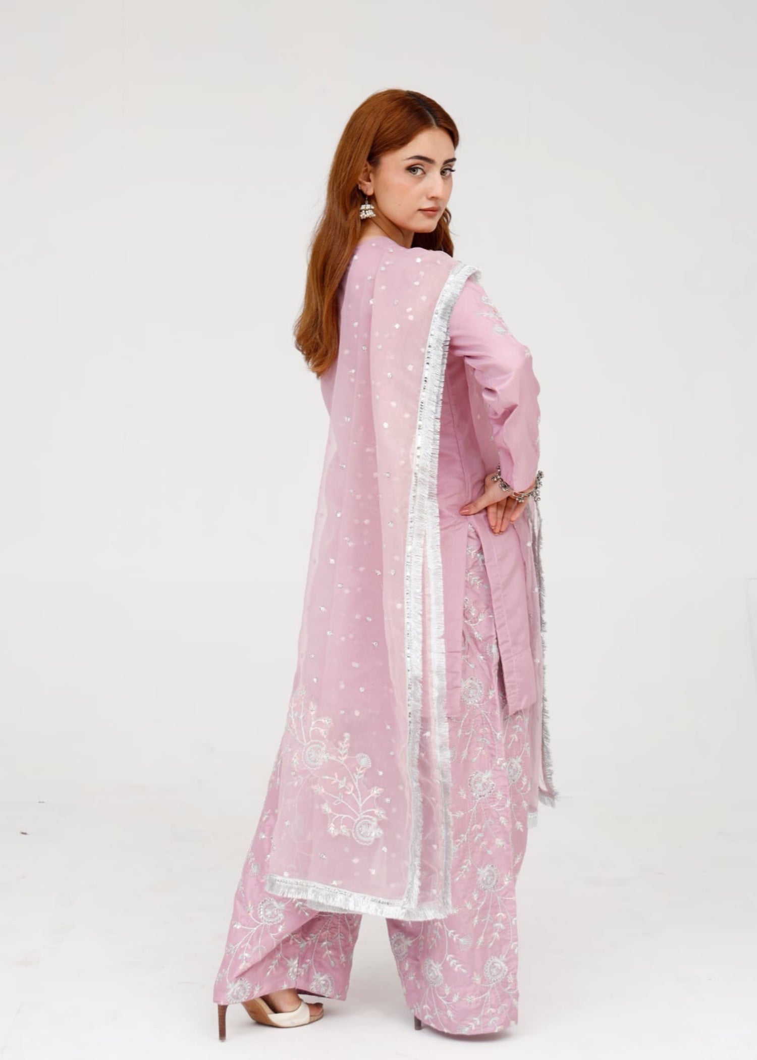 silk Kurta Set in Mauve pink