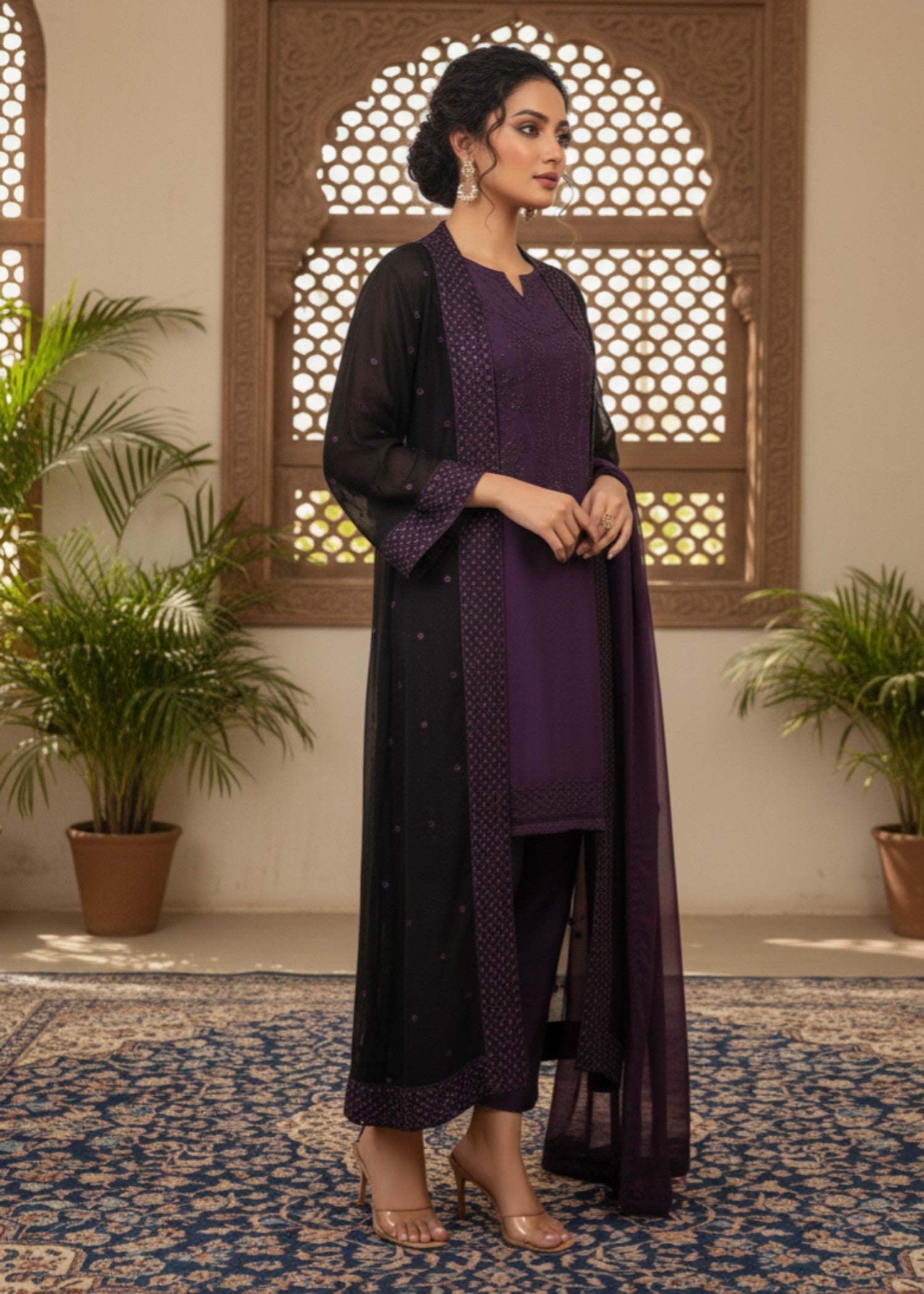 viscose Gown in Plum
