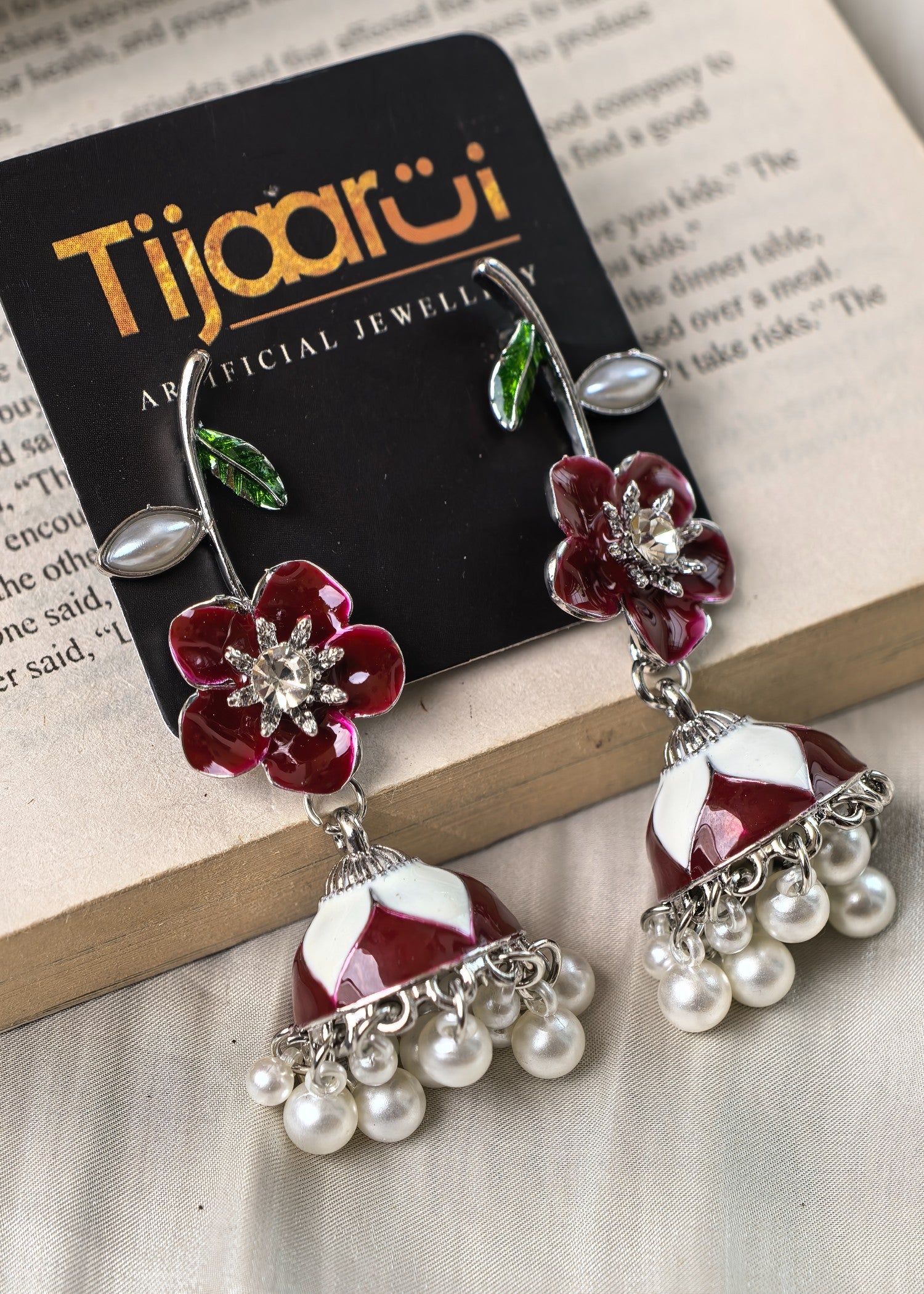 Earrings in Wine Color by - Trendy Women Earrings MZU4057