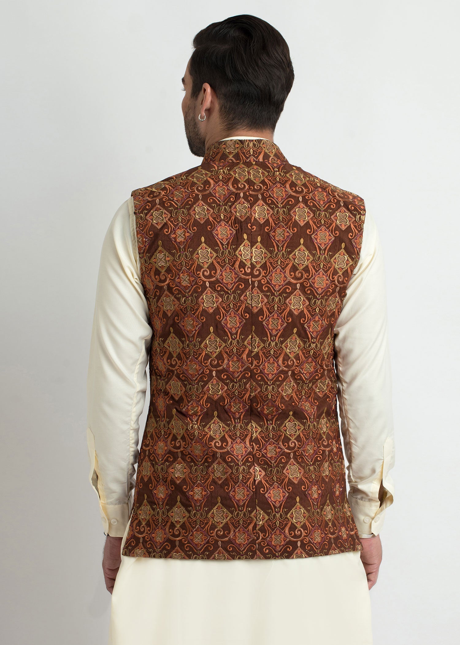 viscose raw silk Waistcoat in Rust orange