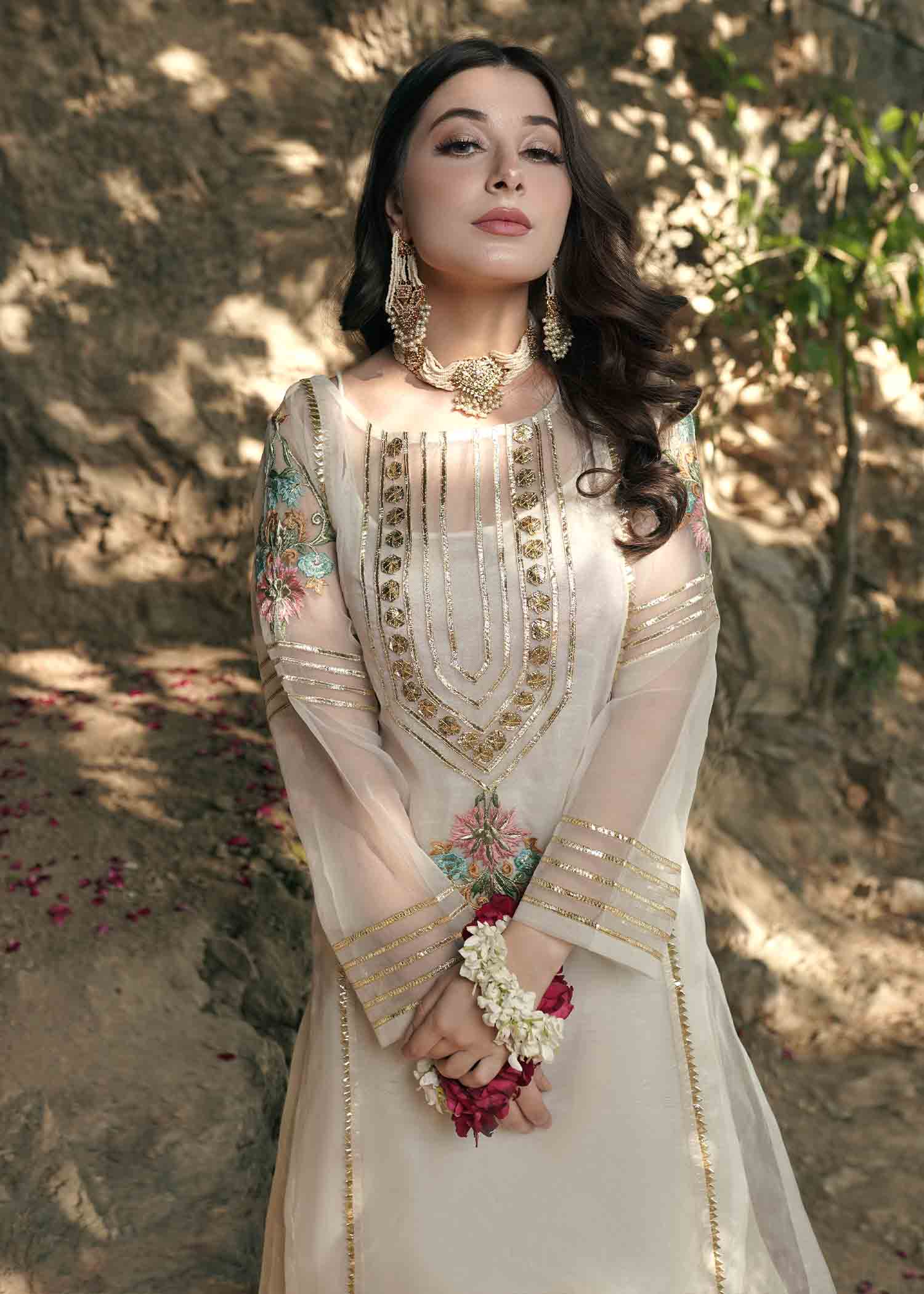 organza Sharara in White