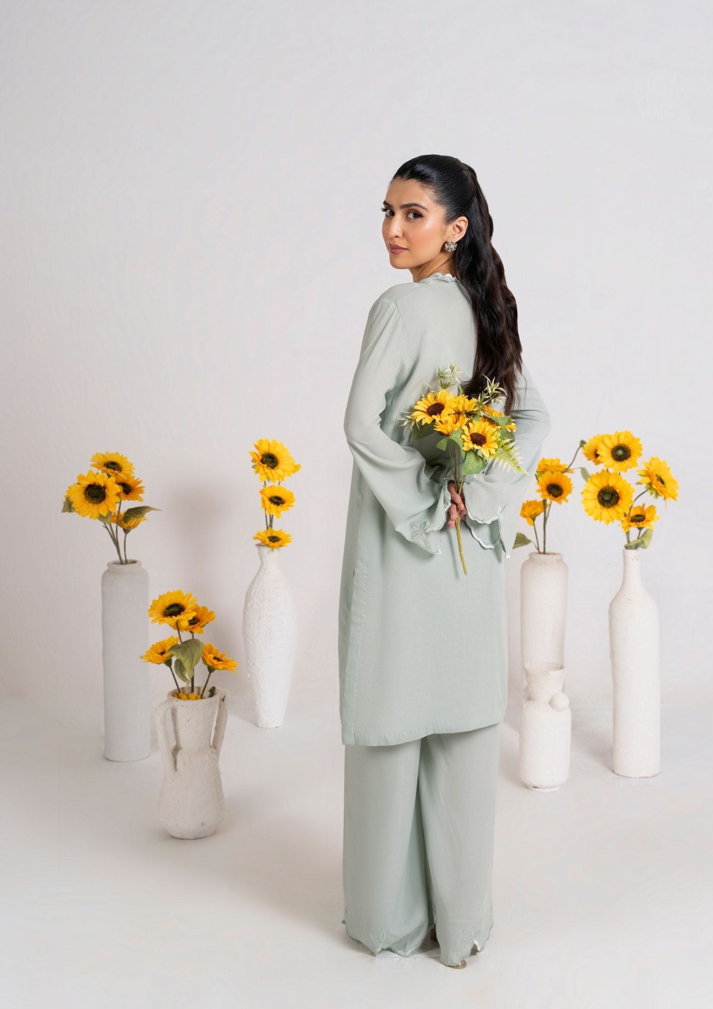 georgette Kurta Set in Pastel green