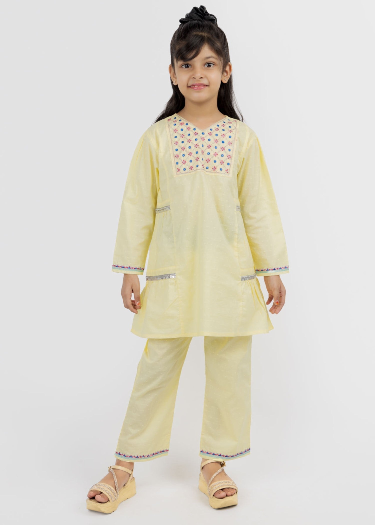 cotton Short Frock in Yellow