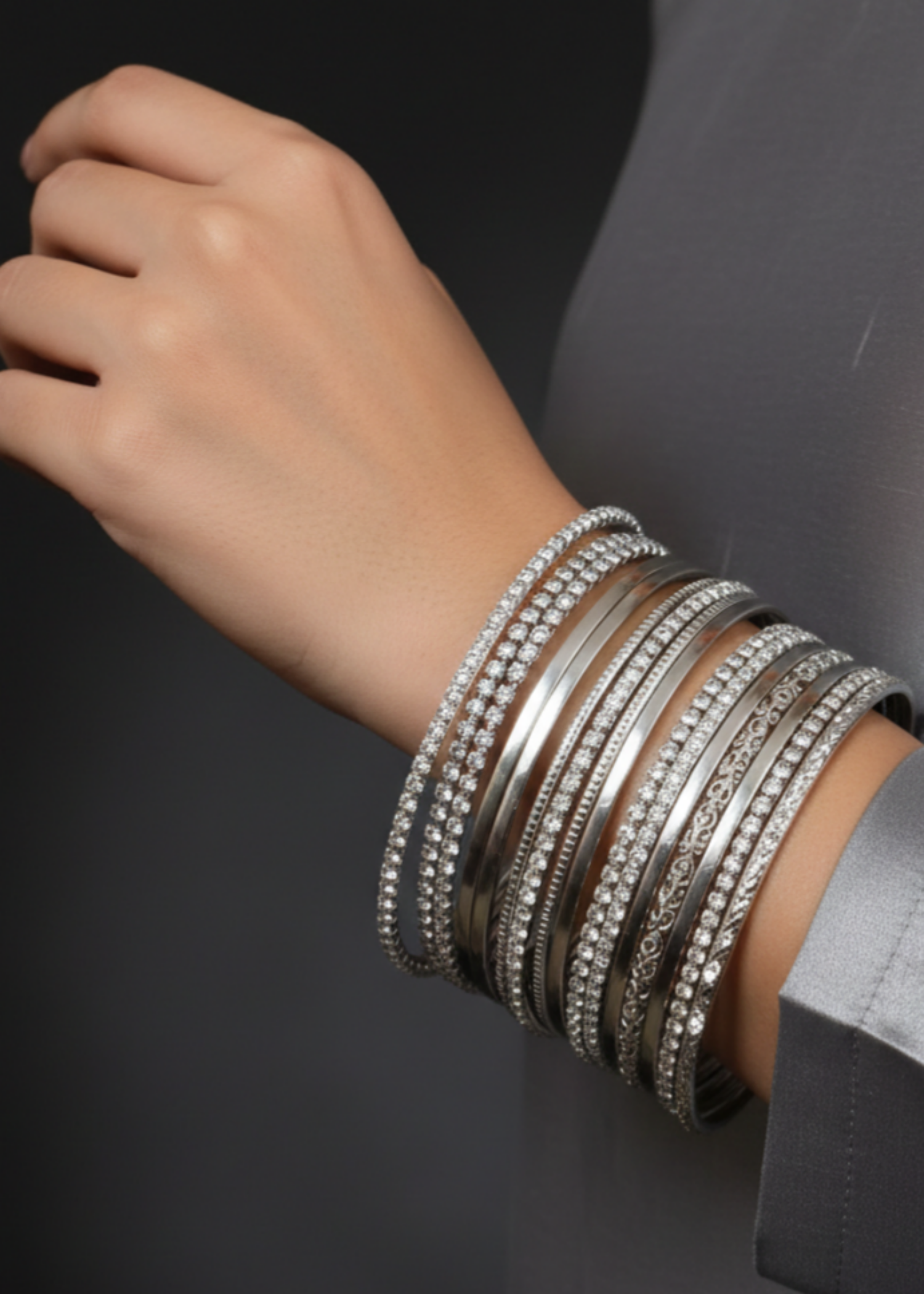 Bangles in Silver Color by - Trendy Women Bangles JQE9998