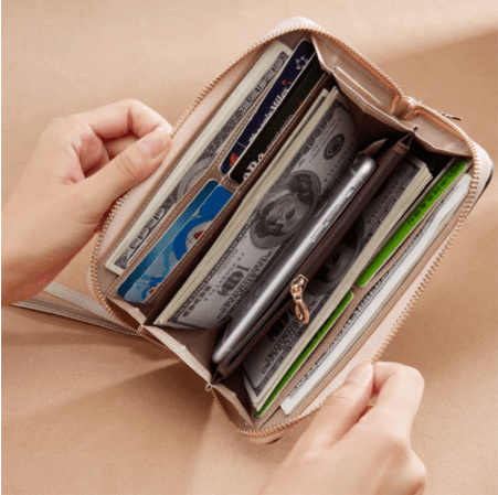 Women's long zipper wallet large capacity cowhide clutch