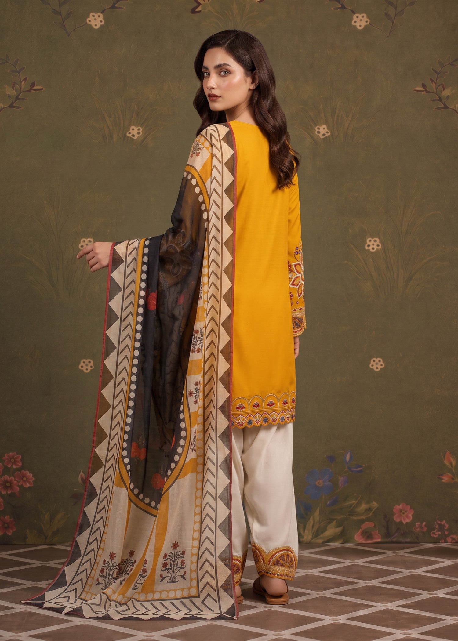 cambric cotton Kurta Set in Honey