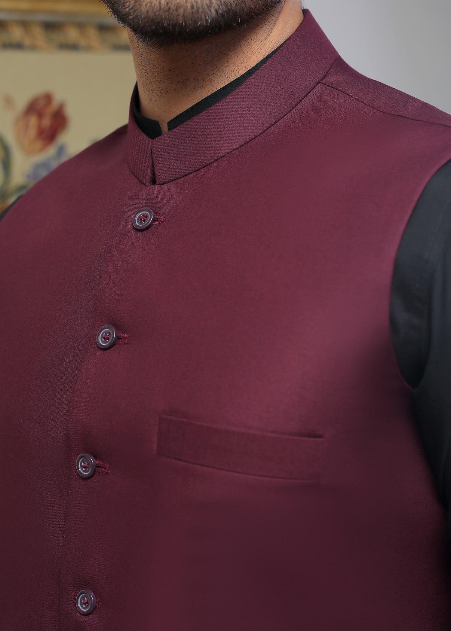 tropical Waistcoat in Plum by Gem Garments